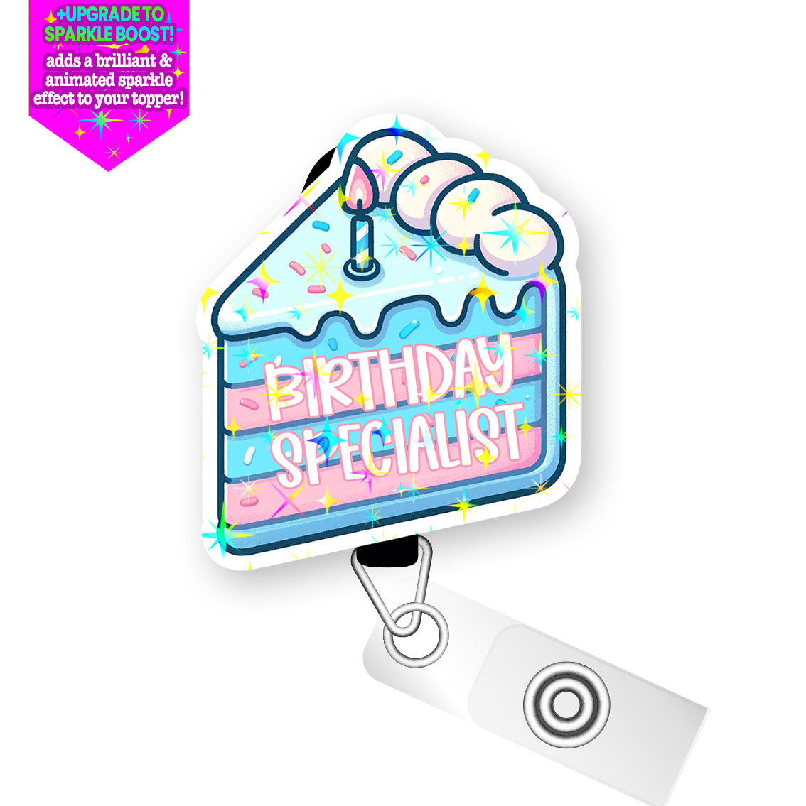 Birthday Specialist Pop Topper Swapfinity Retractable ID Badge Reel -  - Topperswap