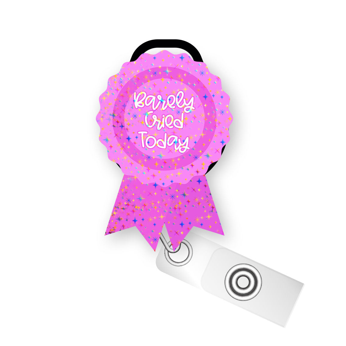 Barely Cried Today Pop Topper Swapfinity Retractable ID Badge Reel - Slide Clip / Make it Sparkle - Topperswap