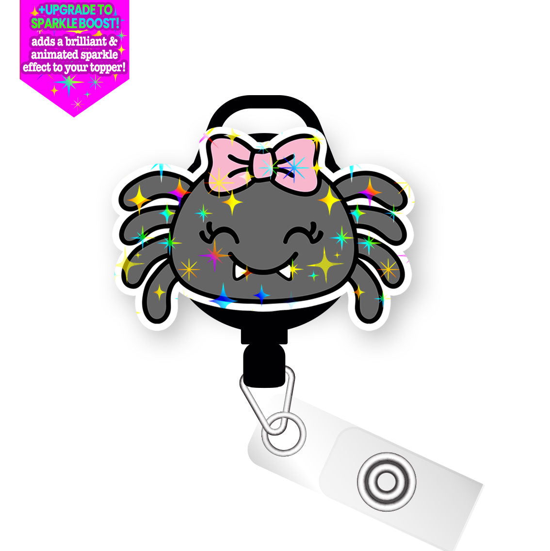 Spider Bow Pop Topper Swapfinity Retractable ID Badge Reel - - Topperswap