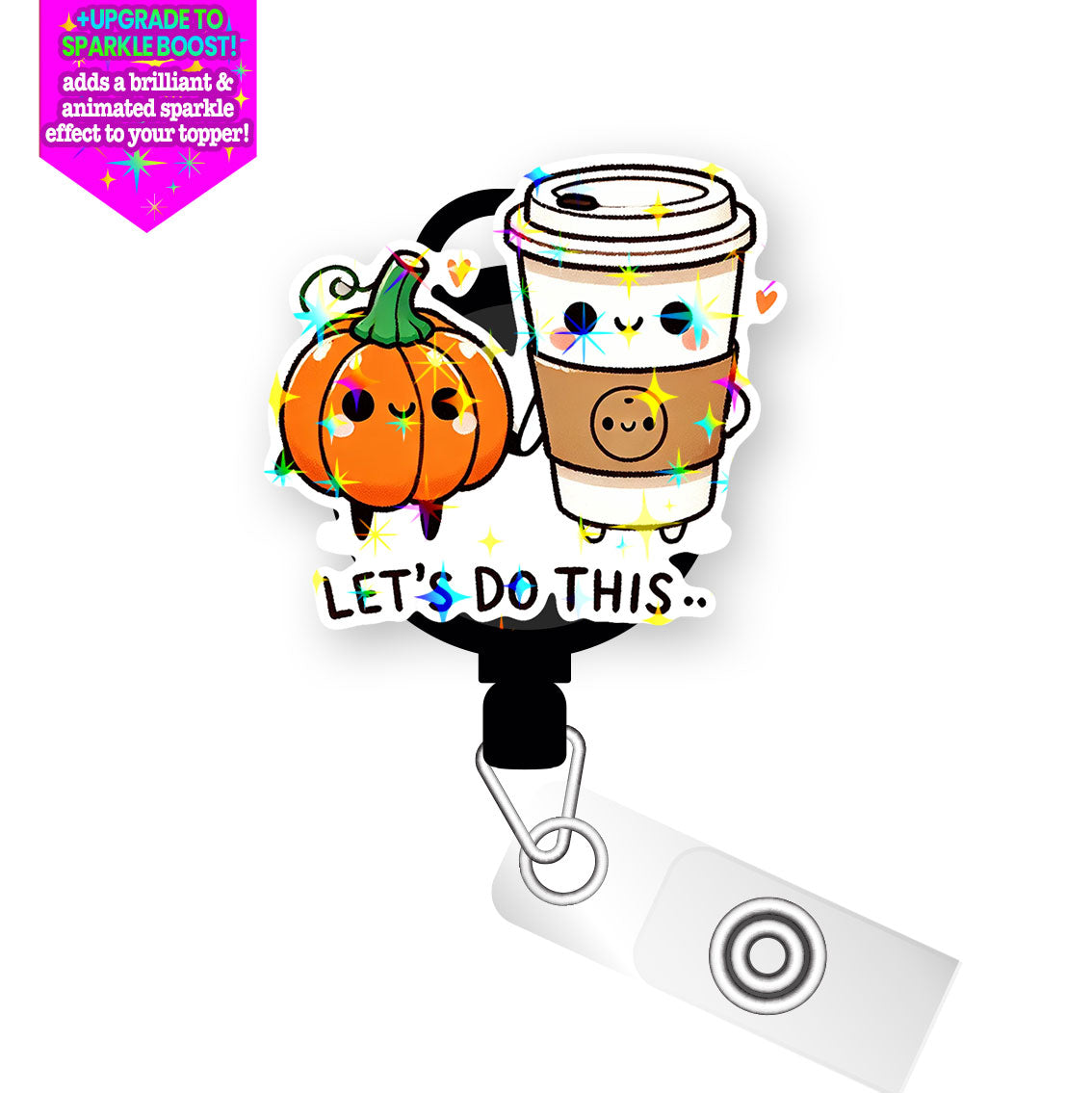 Fall Duo Pop Topper Swapfinity Retractable ID Badge Reel - Slide Clip / Make it Sparkle - Topperswap