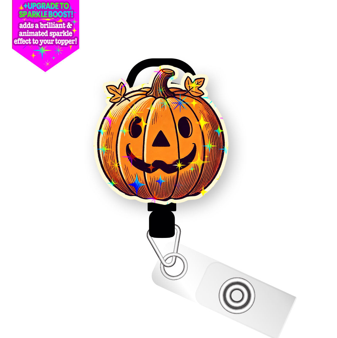 Jack-o-Pop Pop Topper Swapfinity Retractable ID Badge Reel - Slide Clip / Make it Sparkle - Topperswap