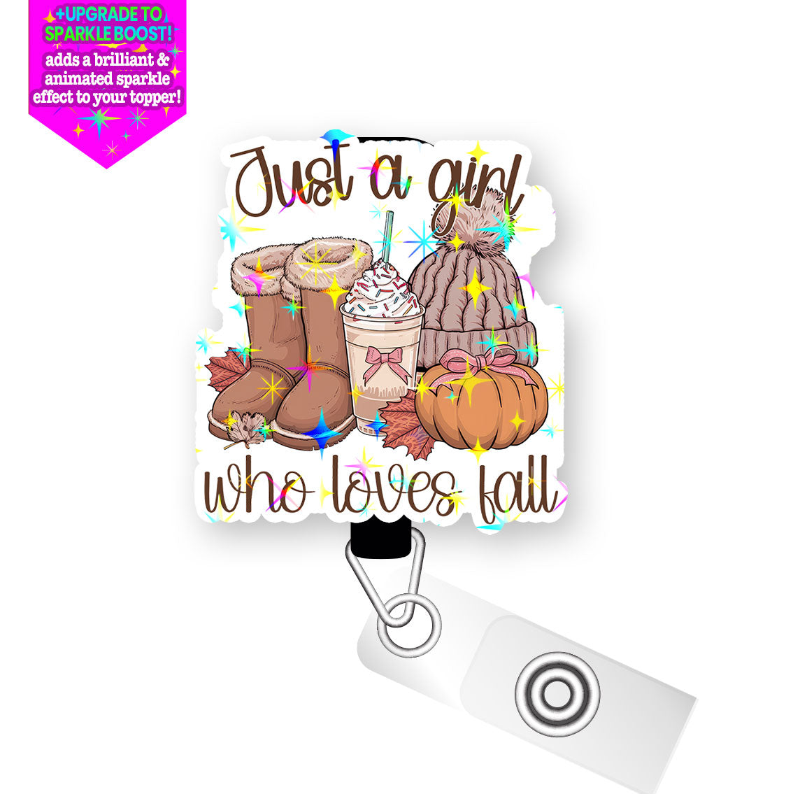 Fall Essentials Pop Topper Swapfinity Retractable ID Badge Reel - Slide Clip / Make it Sparkle - Topperswap