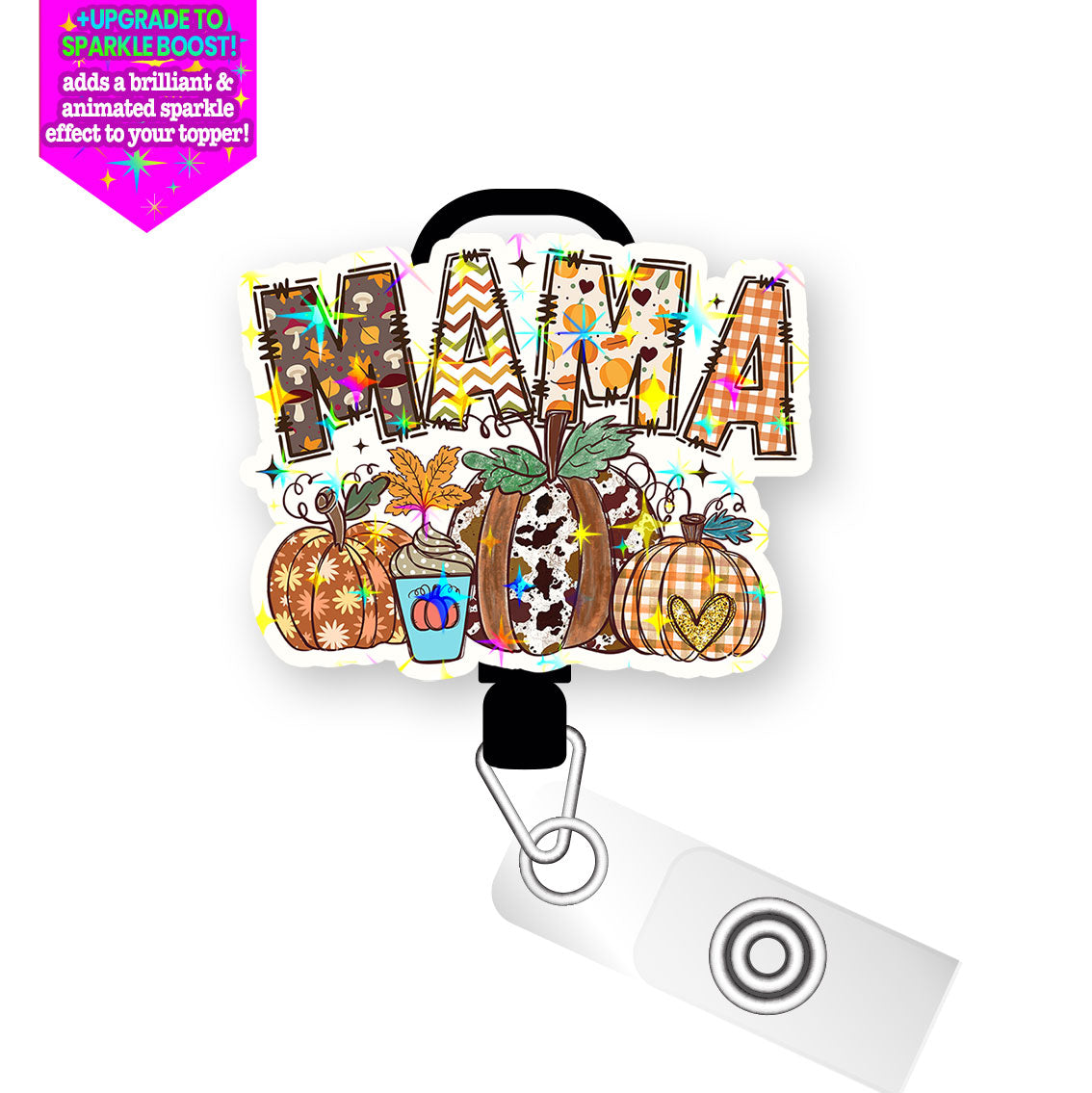 Mama’s Fall Collection Pop Topper Swapfinity Retractable ID Badge Reel - Slide Clip / Make it Sparkle - Topperswap