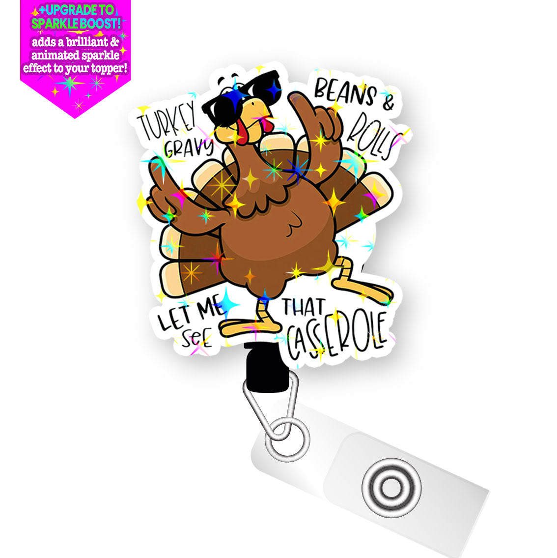 Turkey Casserole Dance Pop Topper Swapfinity Retractable ID Badge Reel -  - Topperswap