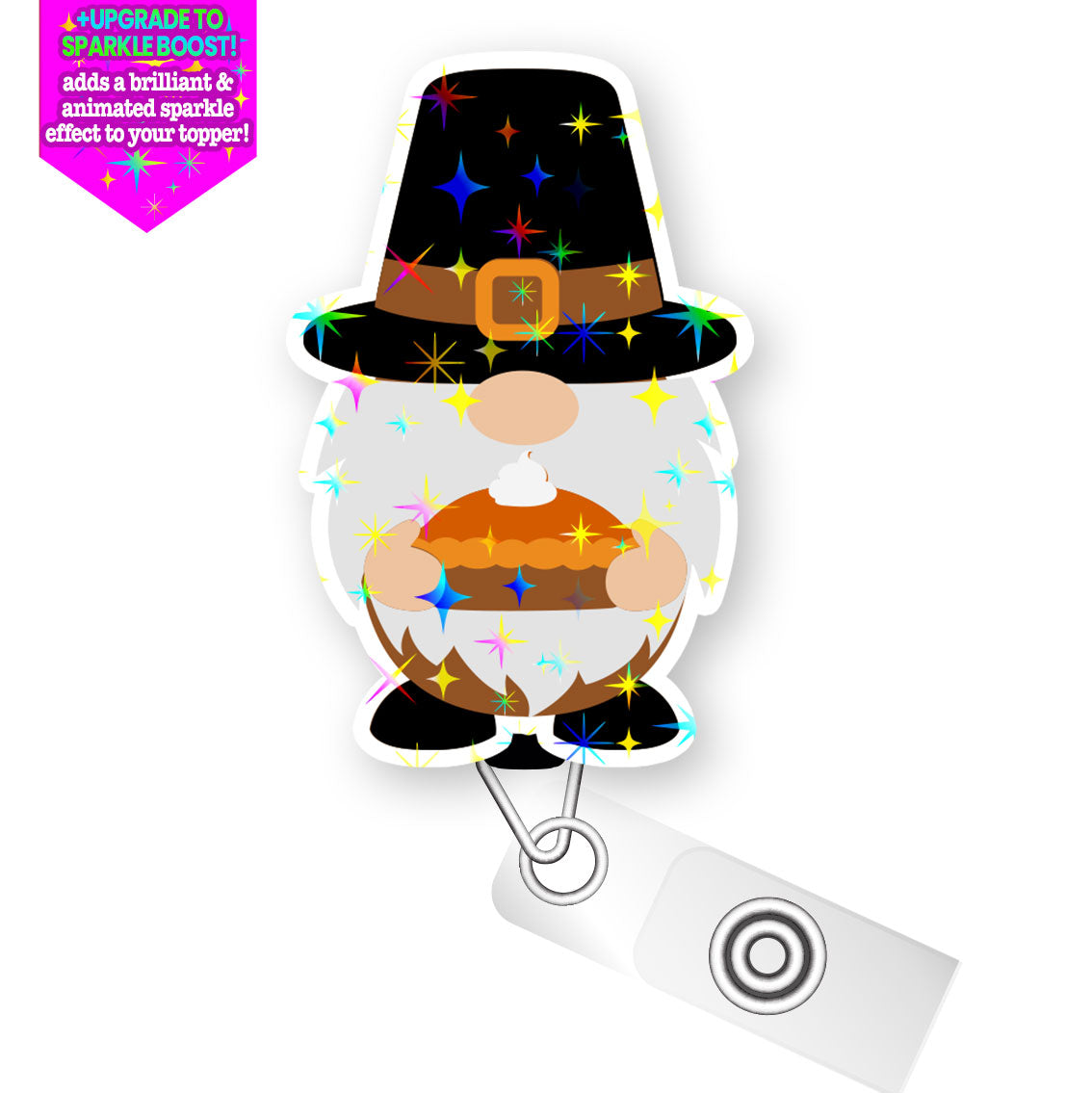 Pumpkin Pie Gnome Pop Topper Swapfinity Retractable ID Badge Reel -  - Topperswap