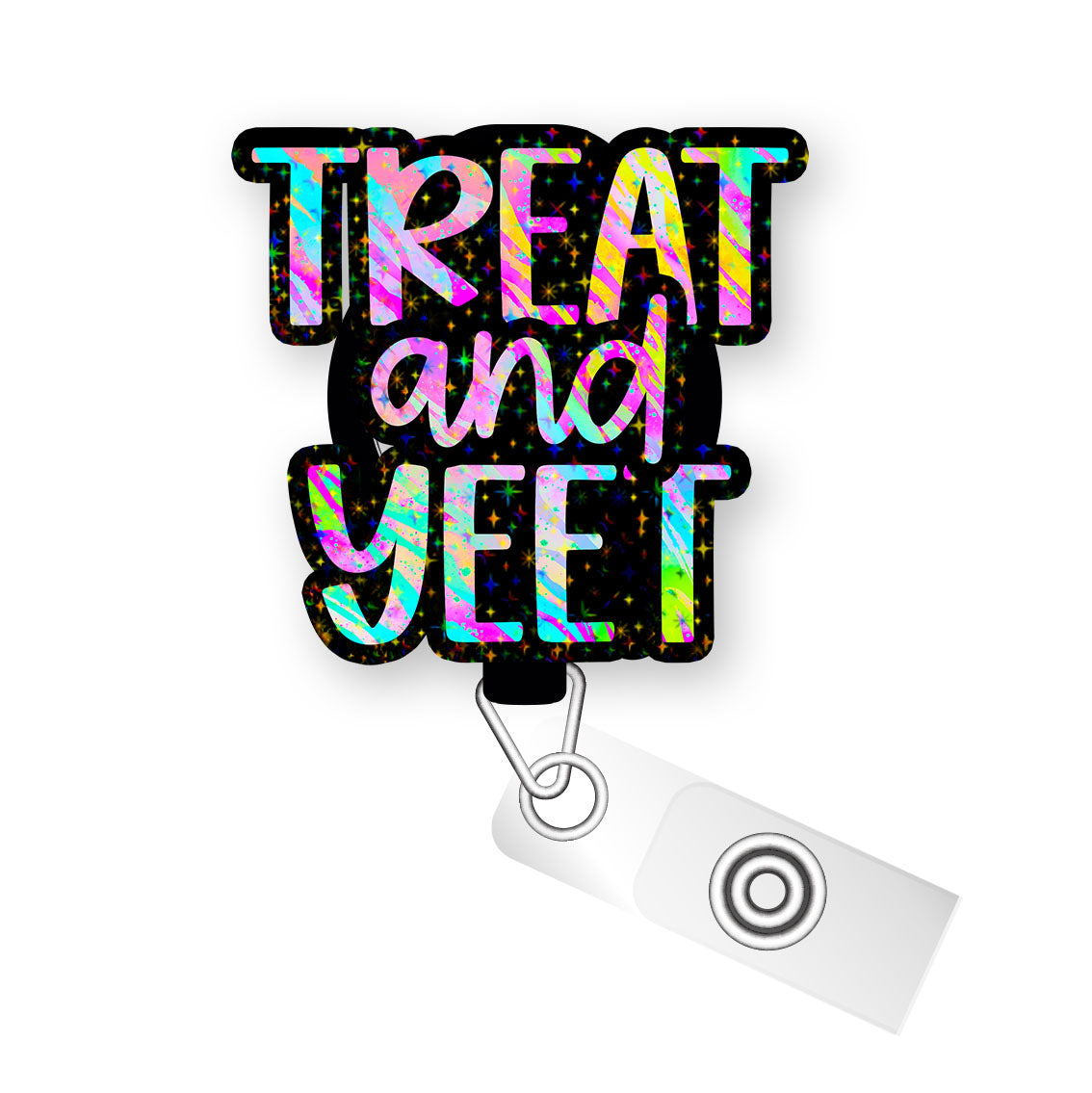 Treat and Yeet Pop Topper Swapfinity Retractable ID Badge Reel - Slide Clip / Make it Sparkle - Topperswap