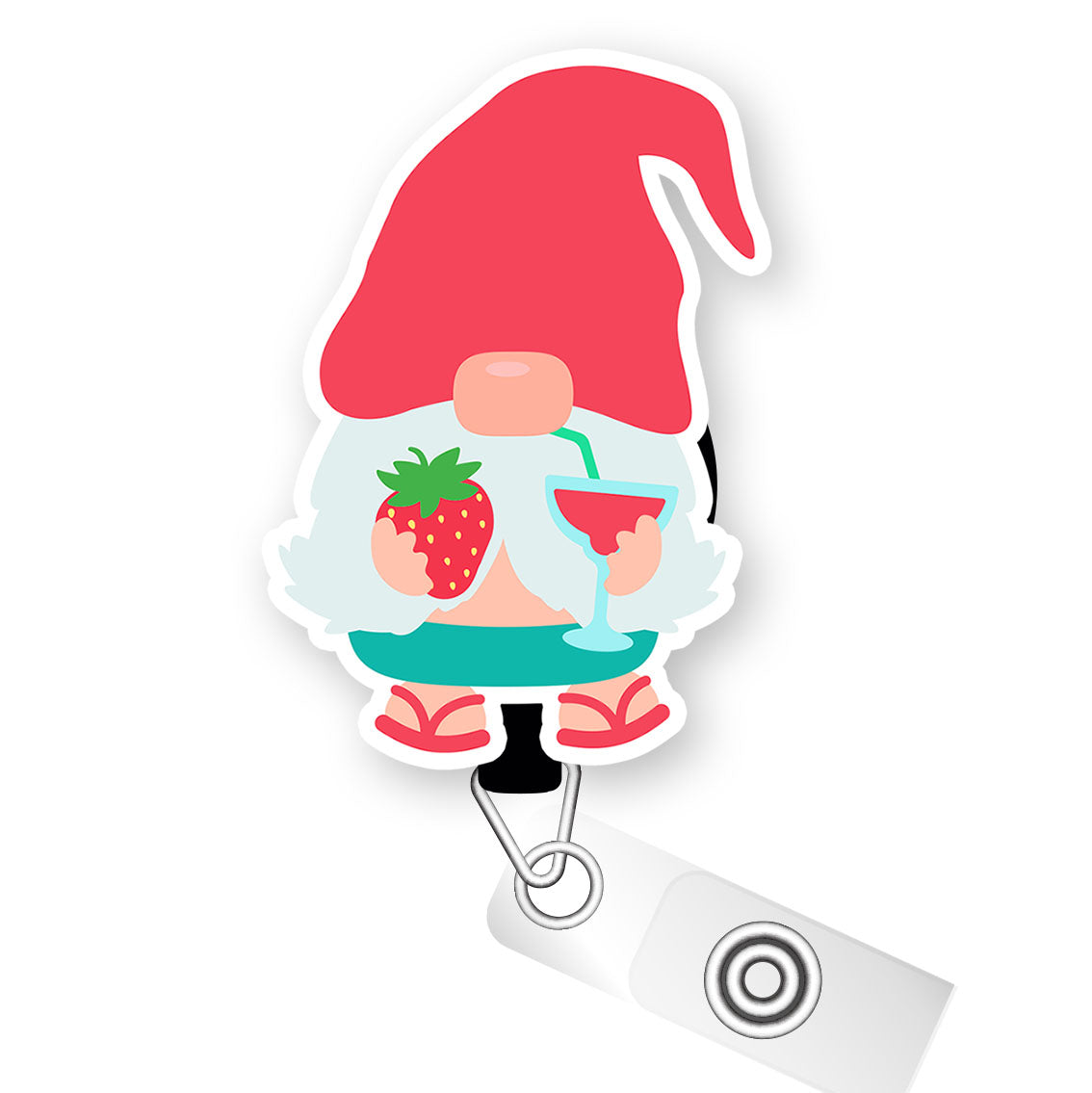 Strawberry Splash Gnome Pop Topper Swapfinity Retractable ID Badge Reel -  - Topperswap