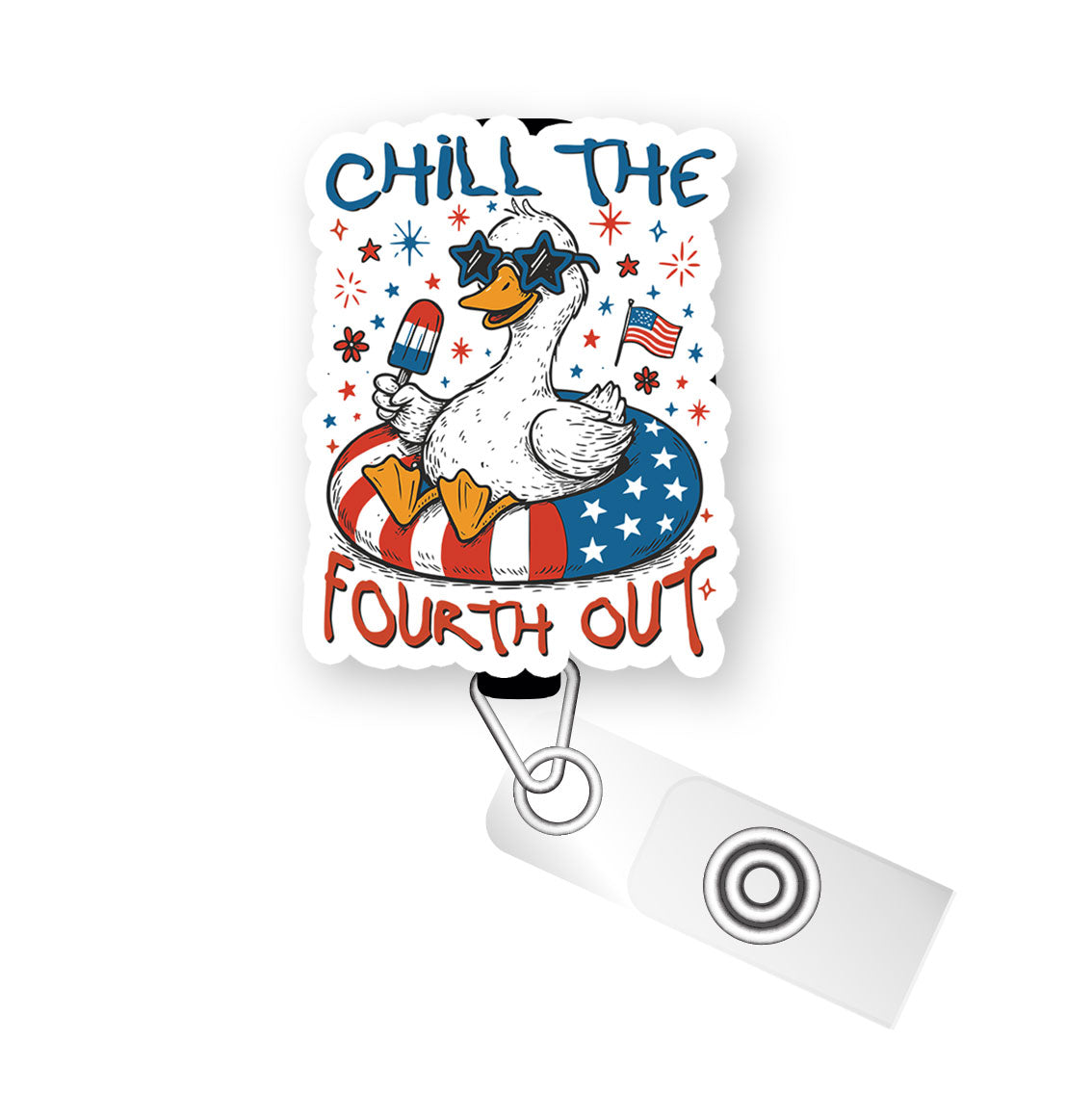 Chill the Fourth Out Pop Topper Swapfinity Retractable ID Badge Reel - - Topperswap