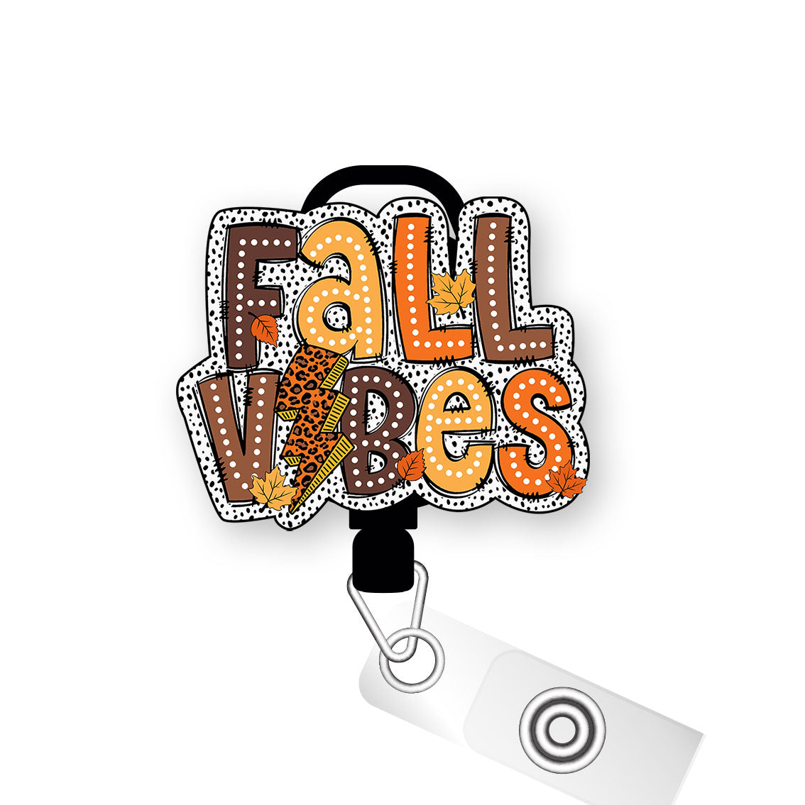 Fall Vibes Leopard Pop Topper Swapfinity Retractable ID Badge Reel - Slide Clip / Premium Matte - Topperswap