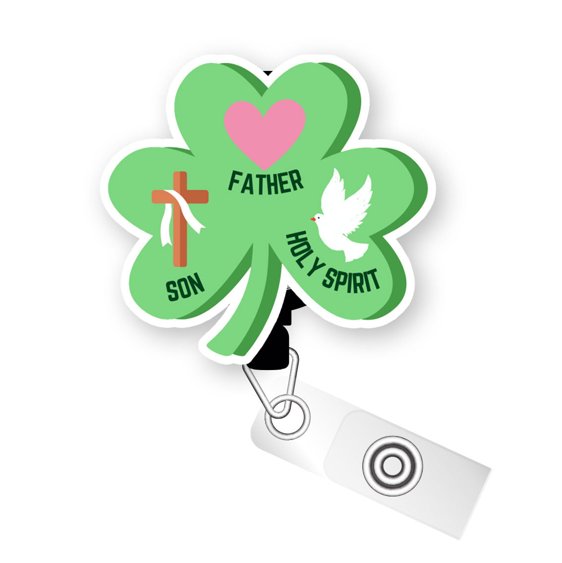 Holy Trinity Shamrock Pop Topper Swapfinity Retractable ID Badge Reel - - Topperswap