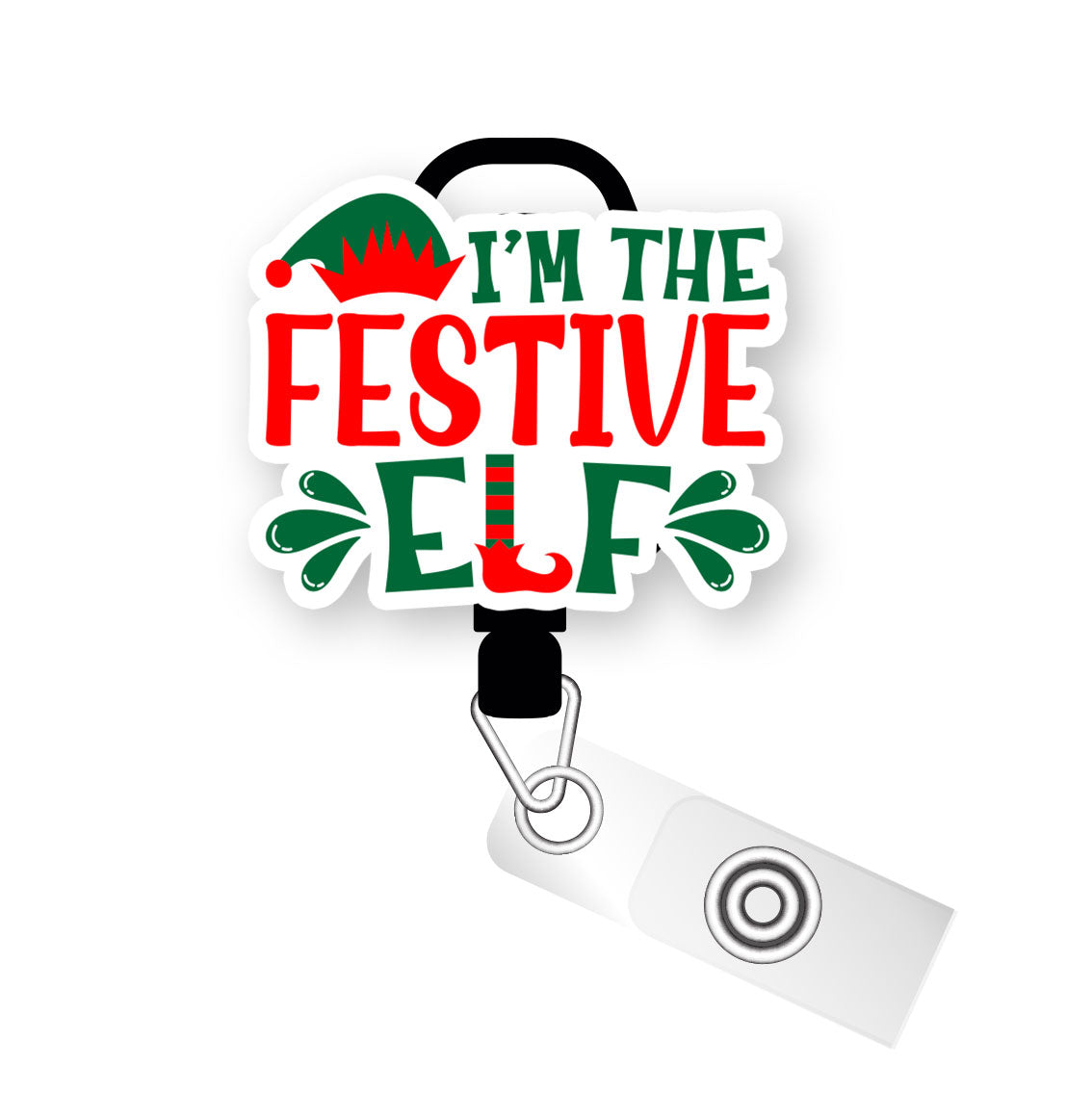 I'm The Festive Elf Pop Topper Swapfinity Retractable ID Badge Reel -  - Topperswap