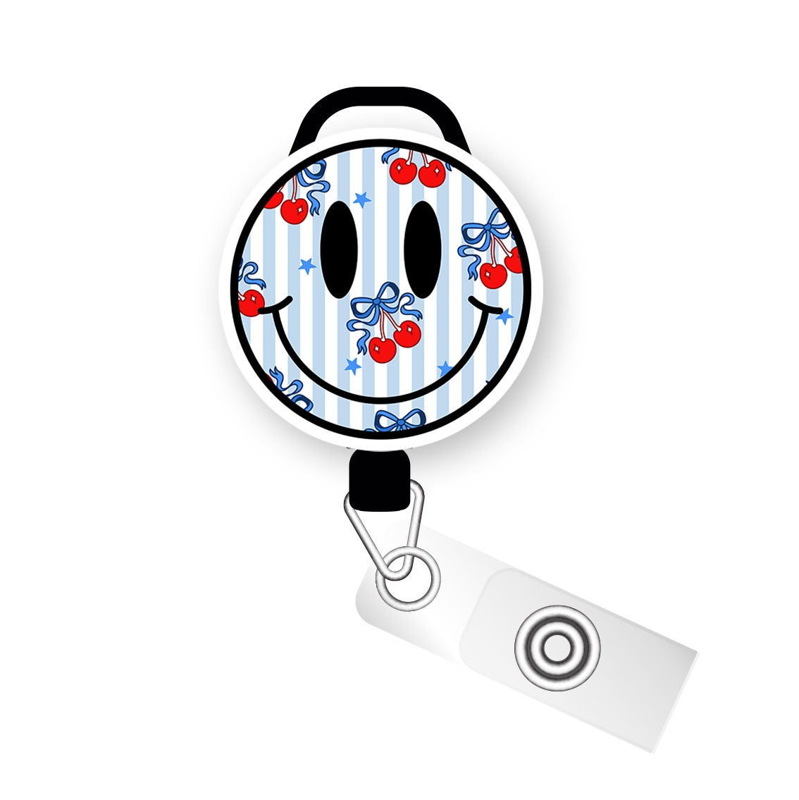 Cherry Bomb Smiley Pop Topper Swapfinity Retractable ID Badge Reel - - Topperswap