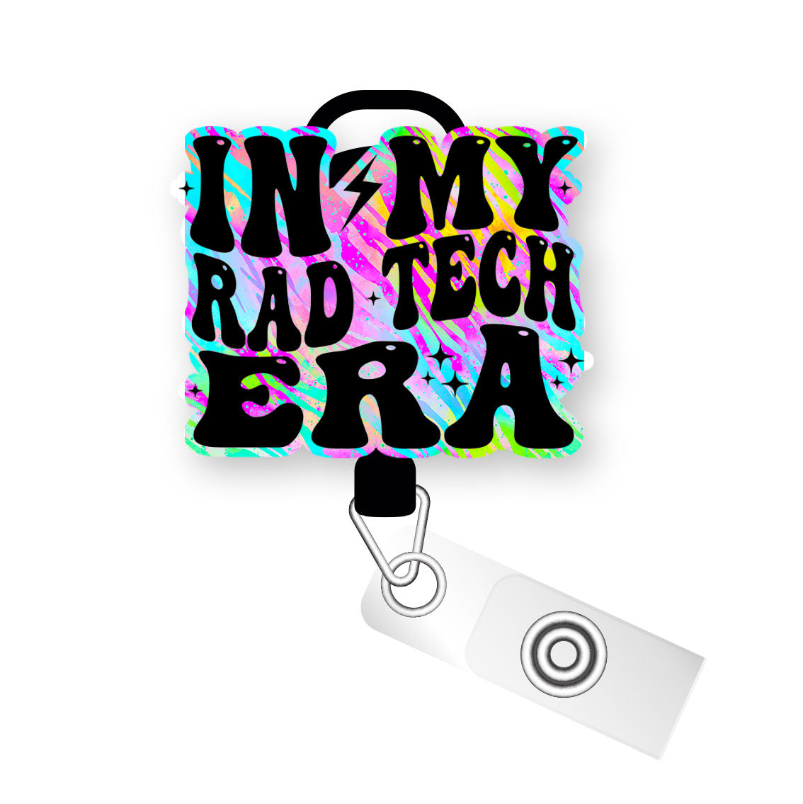 In My Rad Tech Era Pop Topper Swapfinity Retractable ID Badge Reel - Slide Clip / Premium Matte - Topperswap