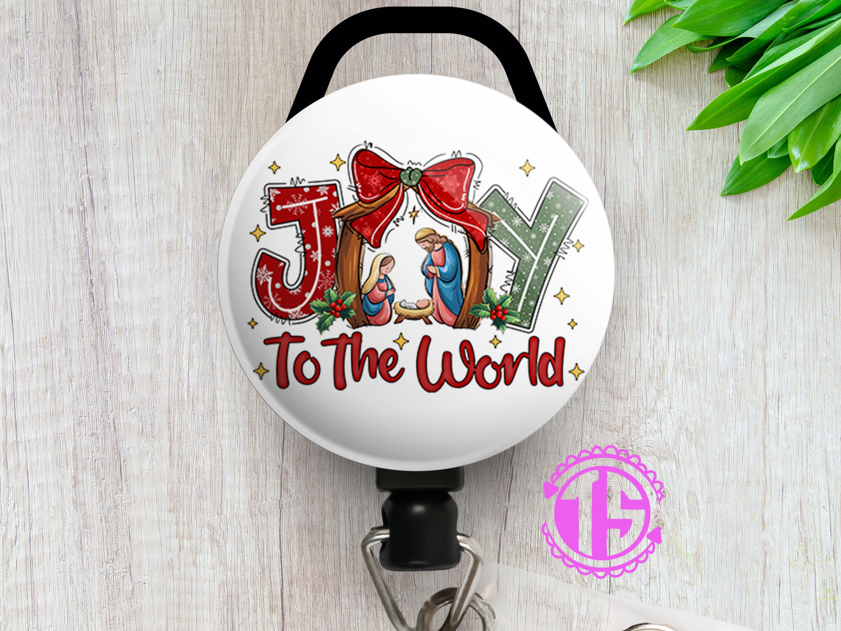 Joy to the World Sparkling Nativity Scene Swapfinity Retractable ID Badge Reel -  - Topperswap