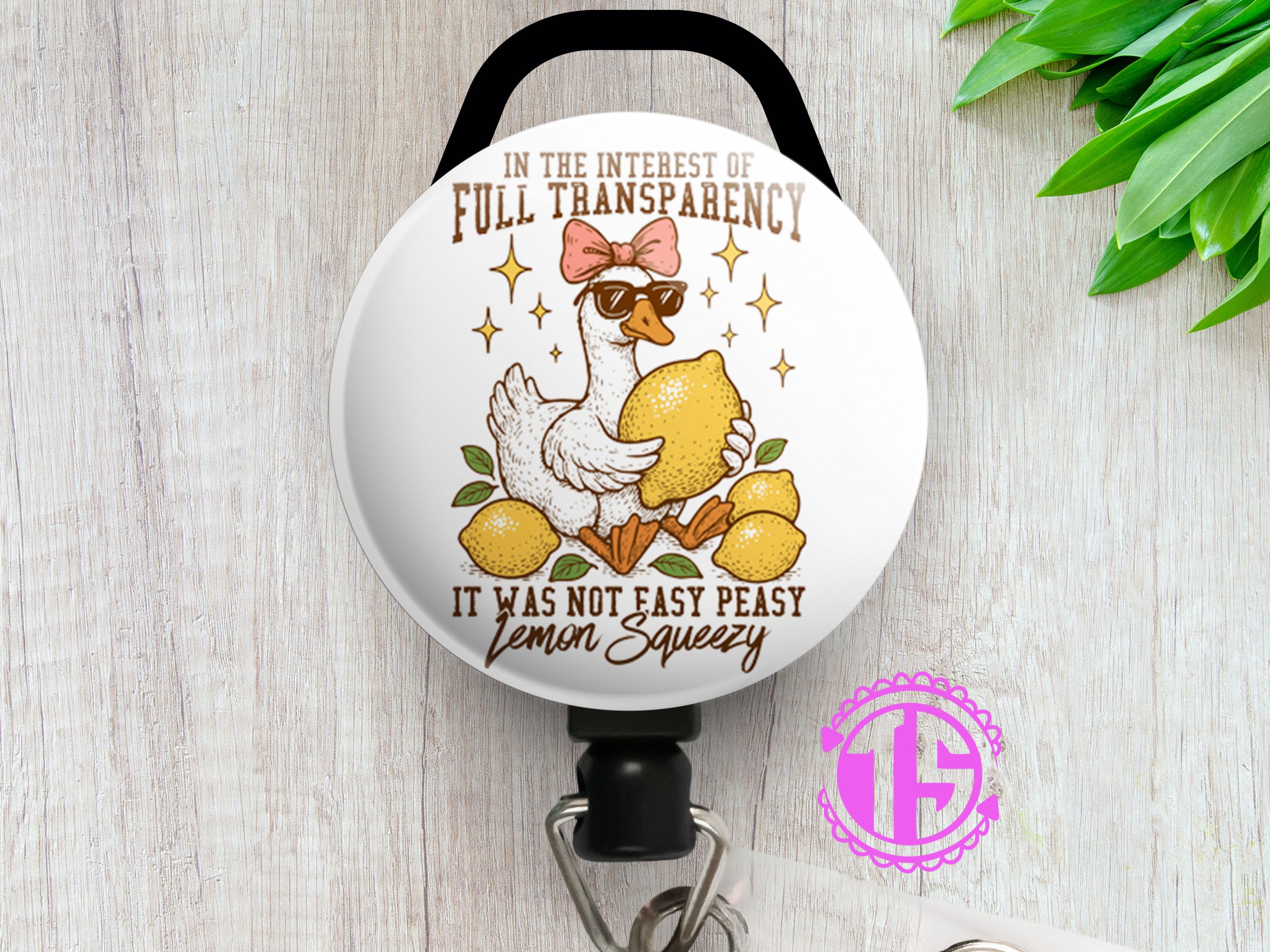 Easy Peasy Lemon Squeezy Goose Swapfinity Retractable ID Badge Reel - - Topperswap