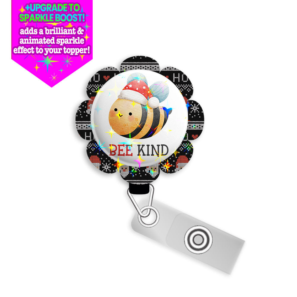 Bee Kind Santa Swapfinity Retractable ID Badge Reel Bundle - Slide Clip / Black / Make it Sparkle! - Topperswap