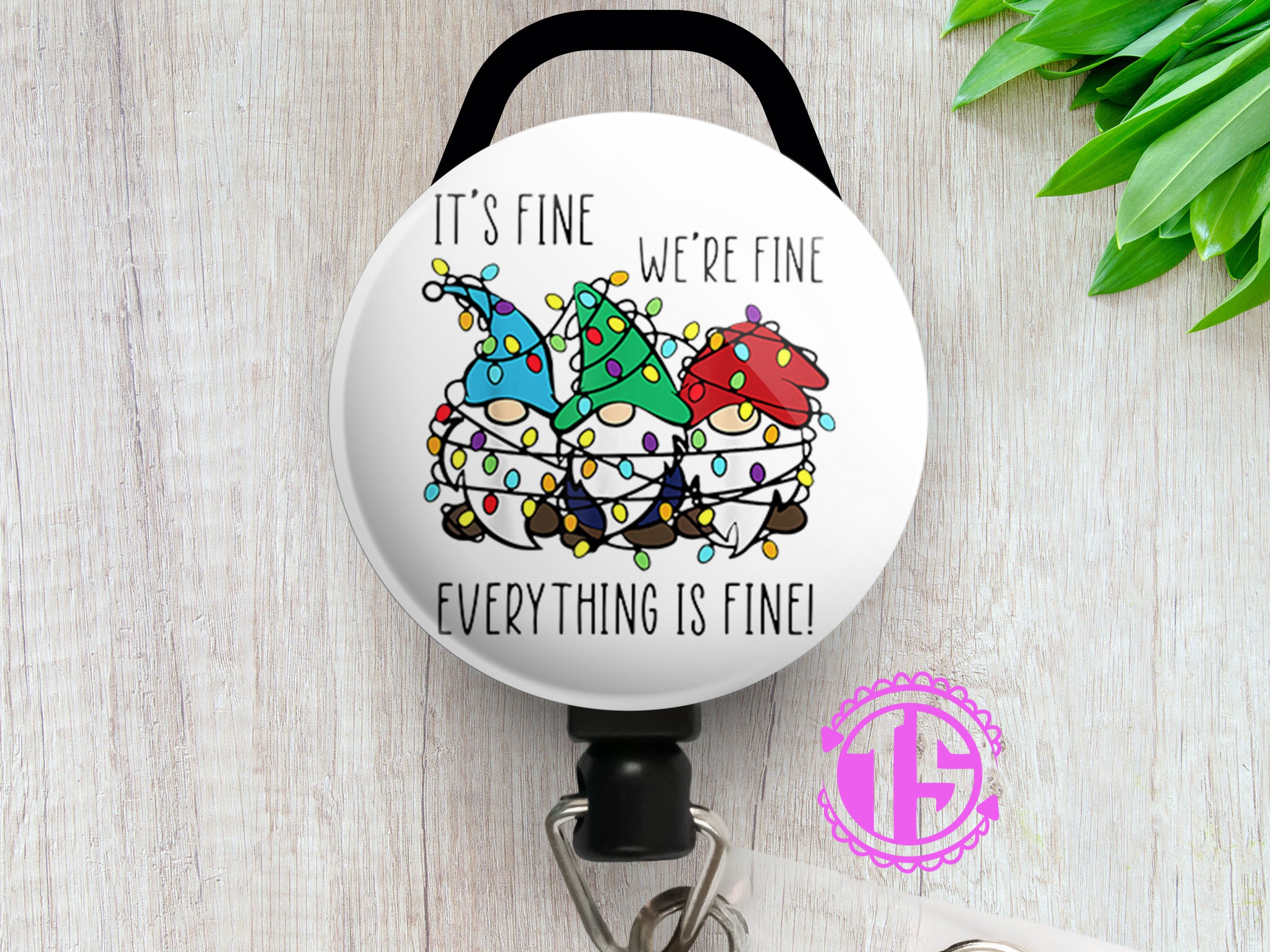 Everything is Fine Gnomes Swapfinity Retractable ID Badge Reel -  - Topperswap