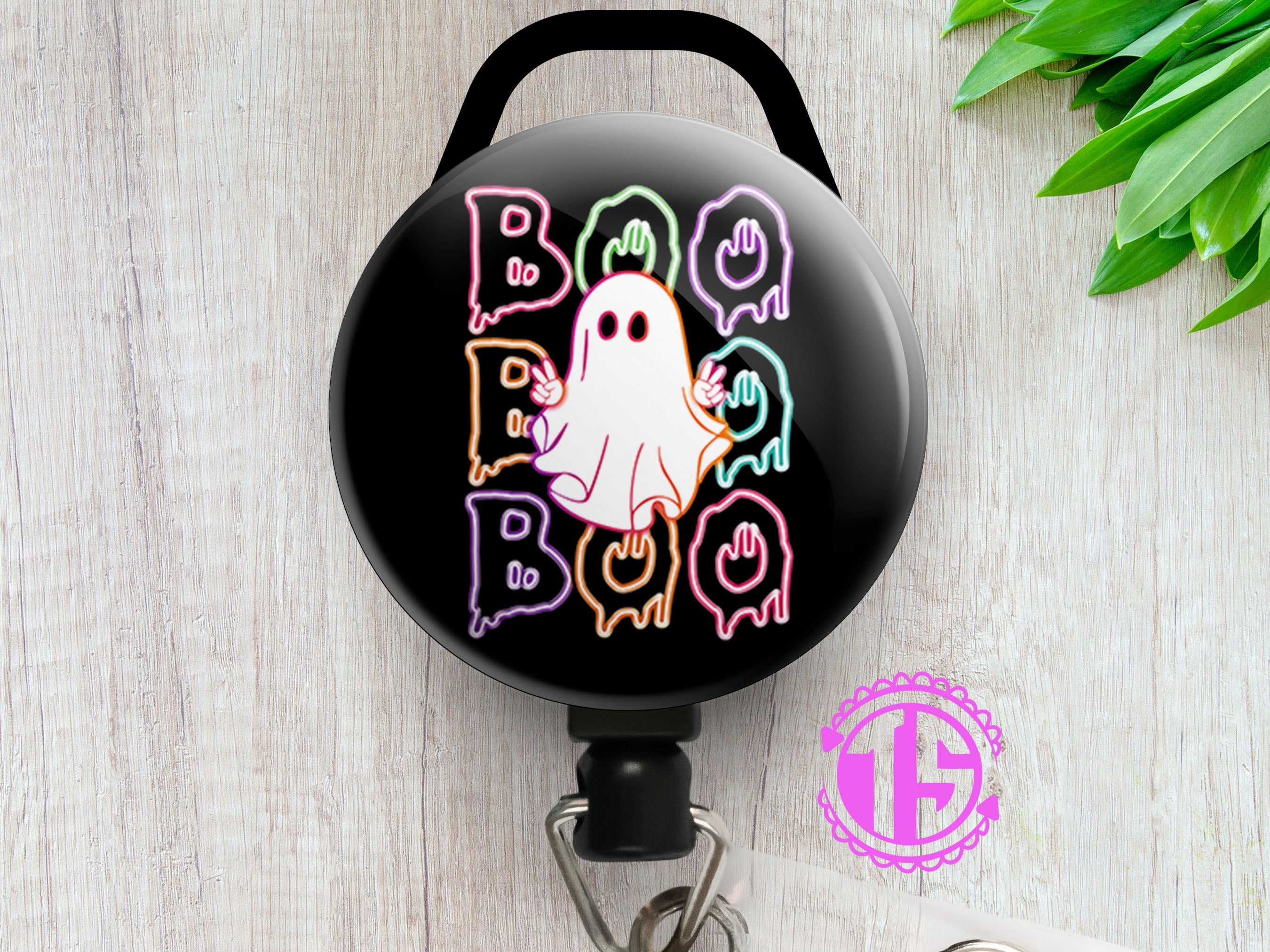 Neon Boo-tastic Ghost Swapfinity Retractable ID Badge Reel -  - Topperswap