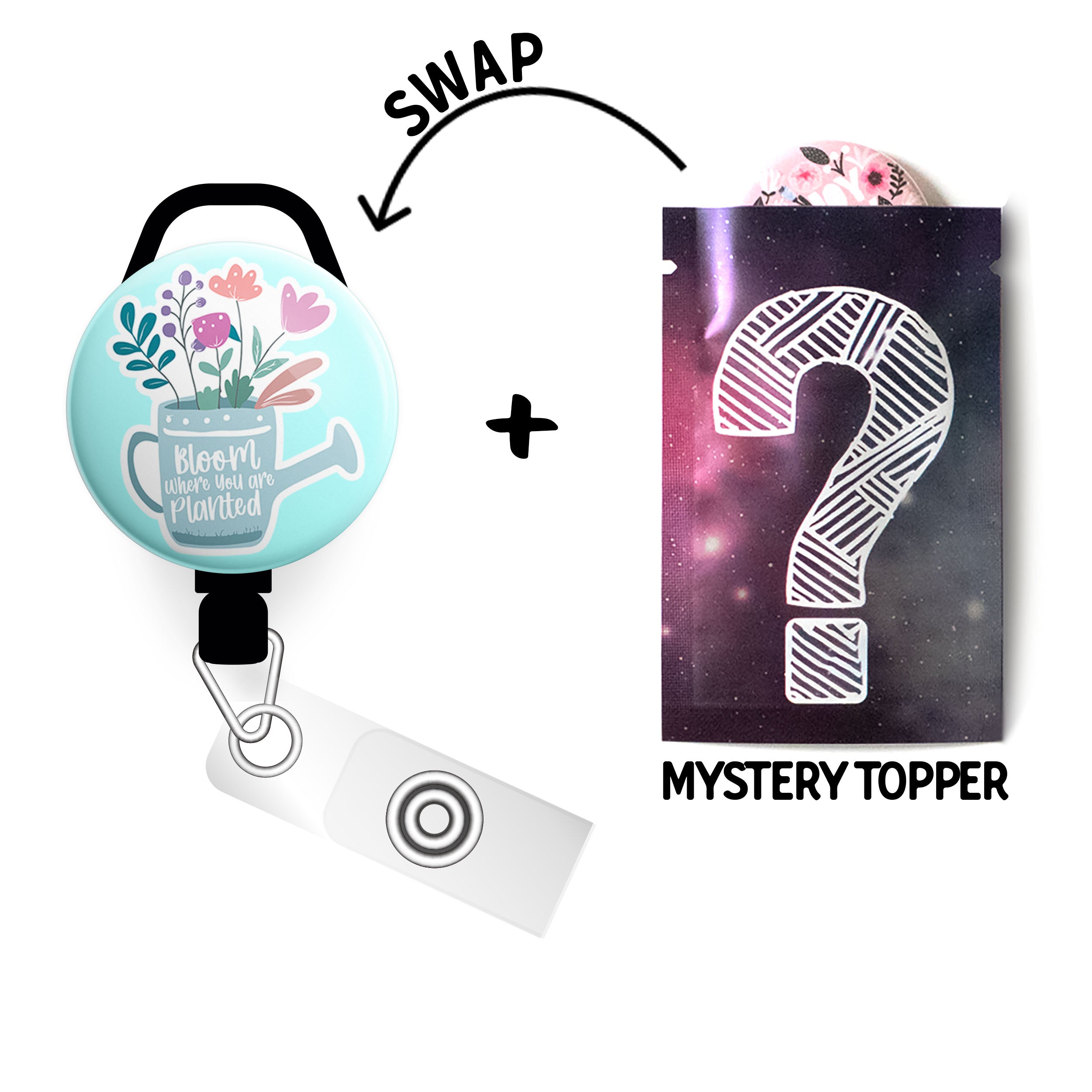Watering Can Wisdom – Bloom Where You Are Planted Swapfinity Retractable ID Badge Reel - - Topperswap