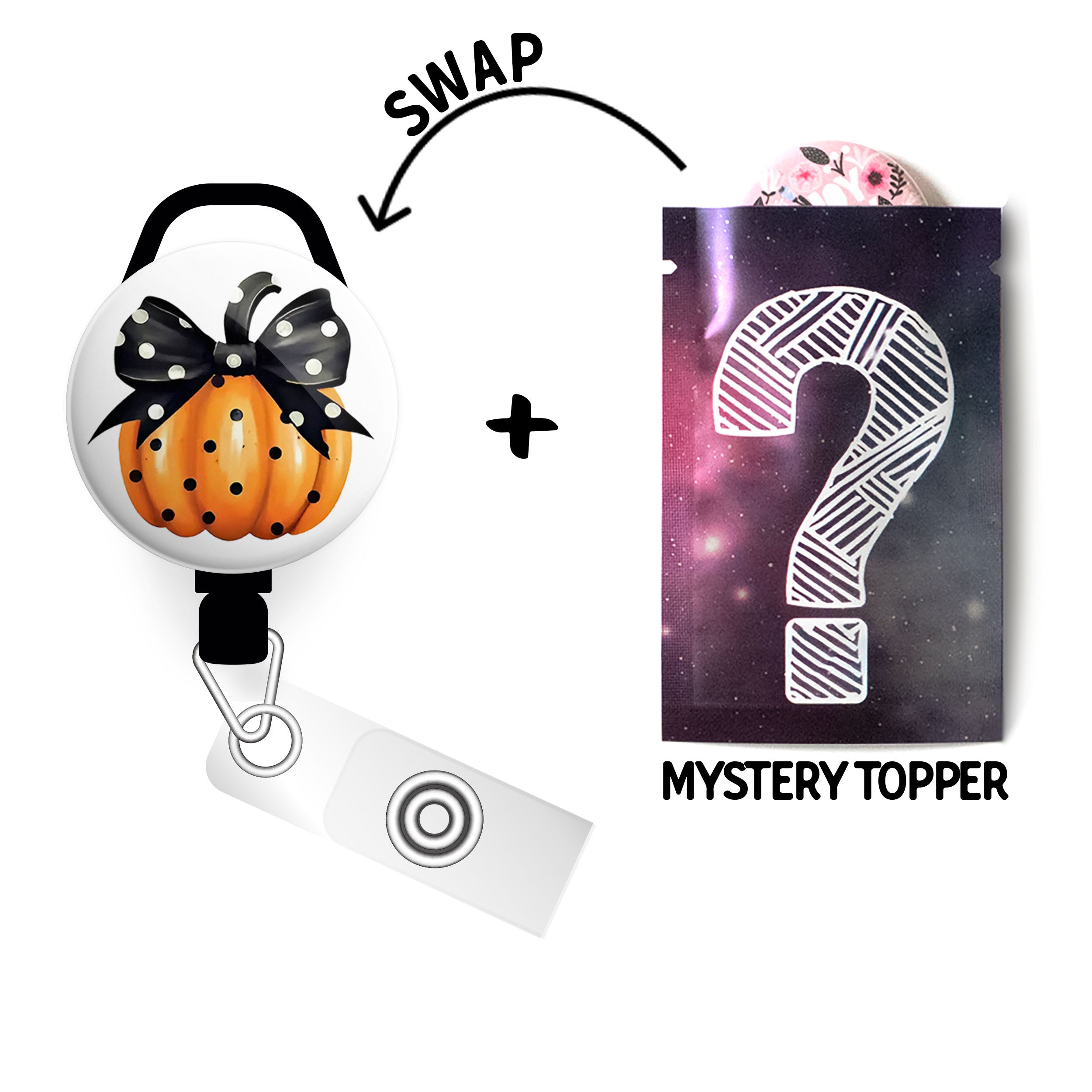 Polka-Dot Pumpkin Perfection Swapfinity Retractable ID Badge Reel -  - Topperswap