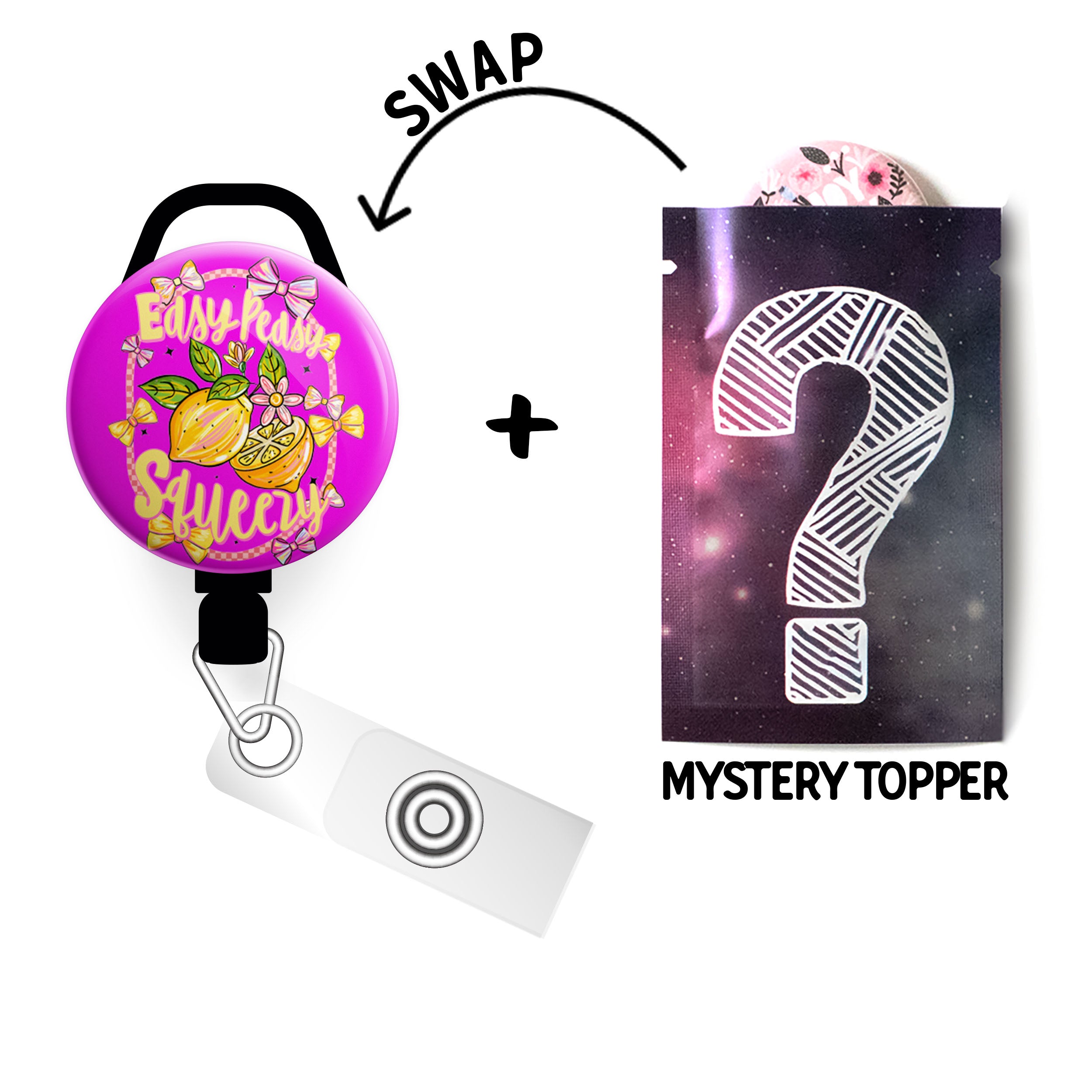 Easy Peasy Squeezy Swapfinity Retractable ID Badge Reel - - Topperswap
