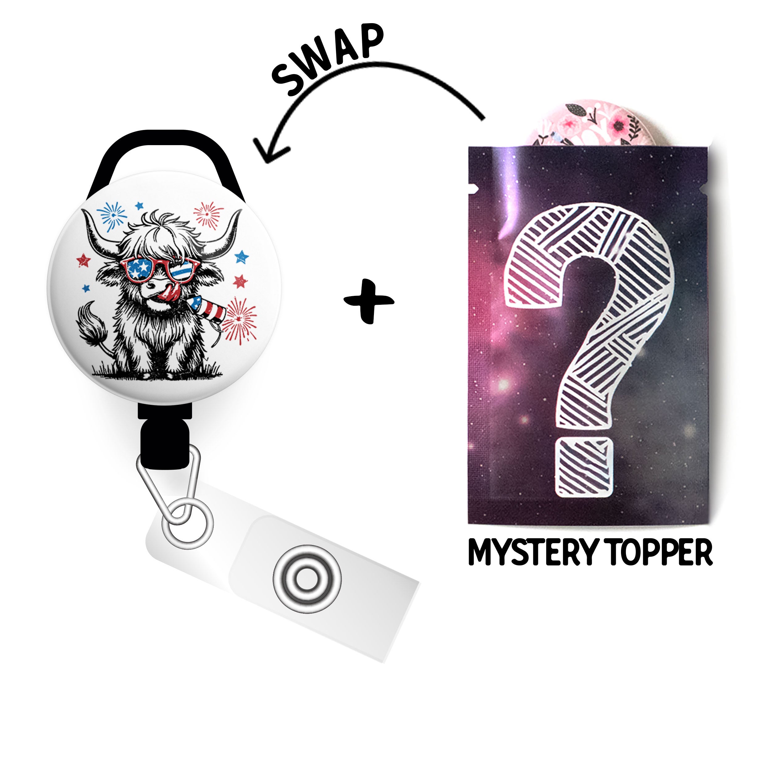 Moo-rah for the USA Swapfinity Retractable ID Badge Reel - - Topperswap