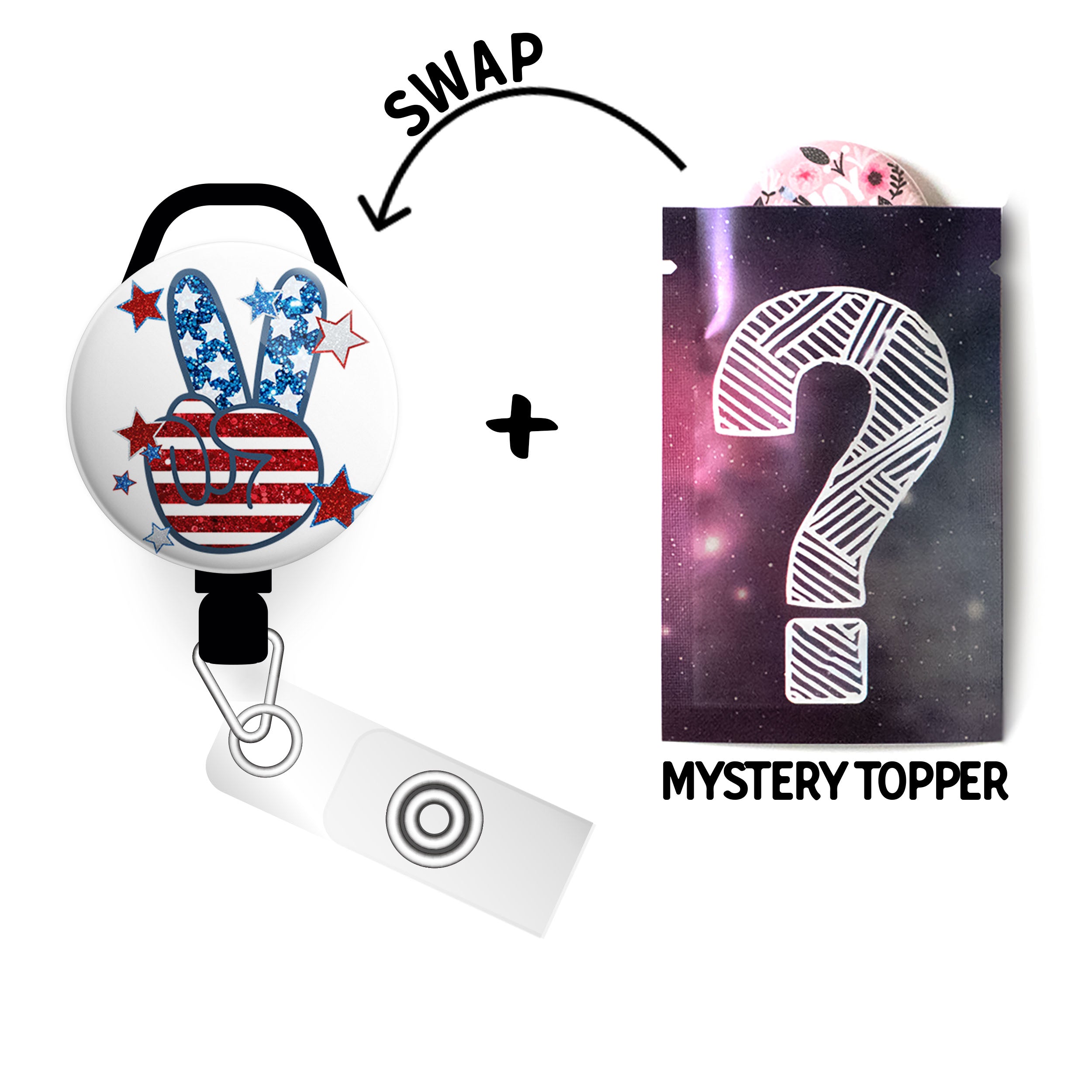Peace Out, America Swapfinity Retractable ID Badge Reel - - Topperswap