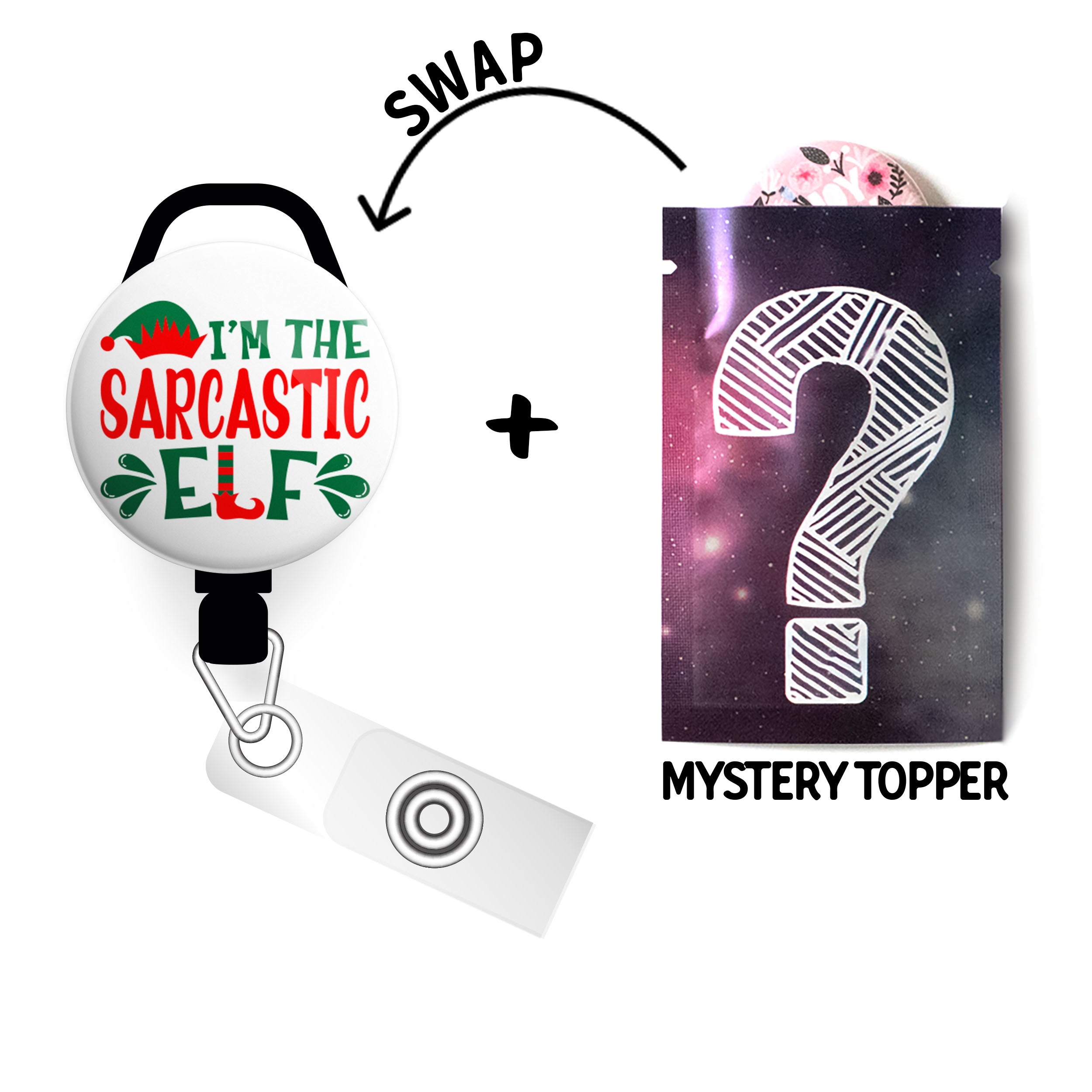 I'm The Sarcastic Elf Swapfinity Retractable ID Badge Reel -  - Topperswap