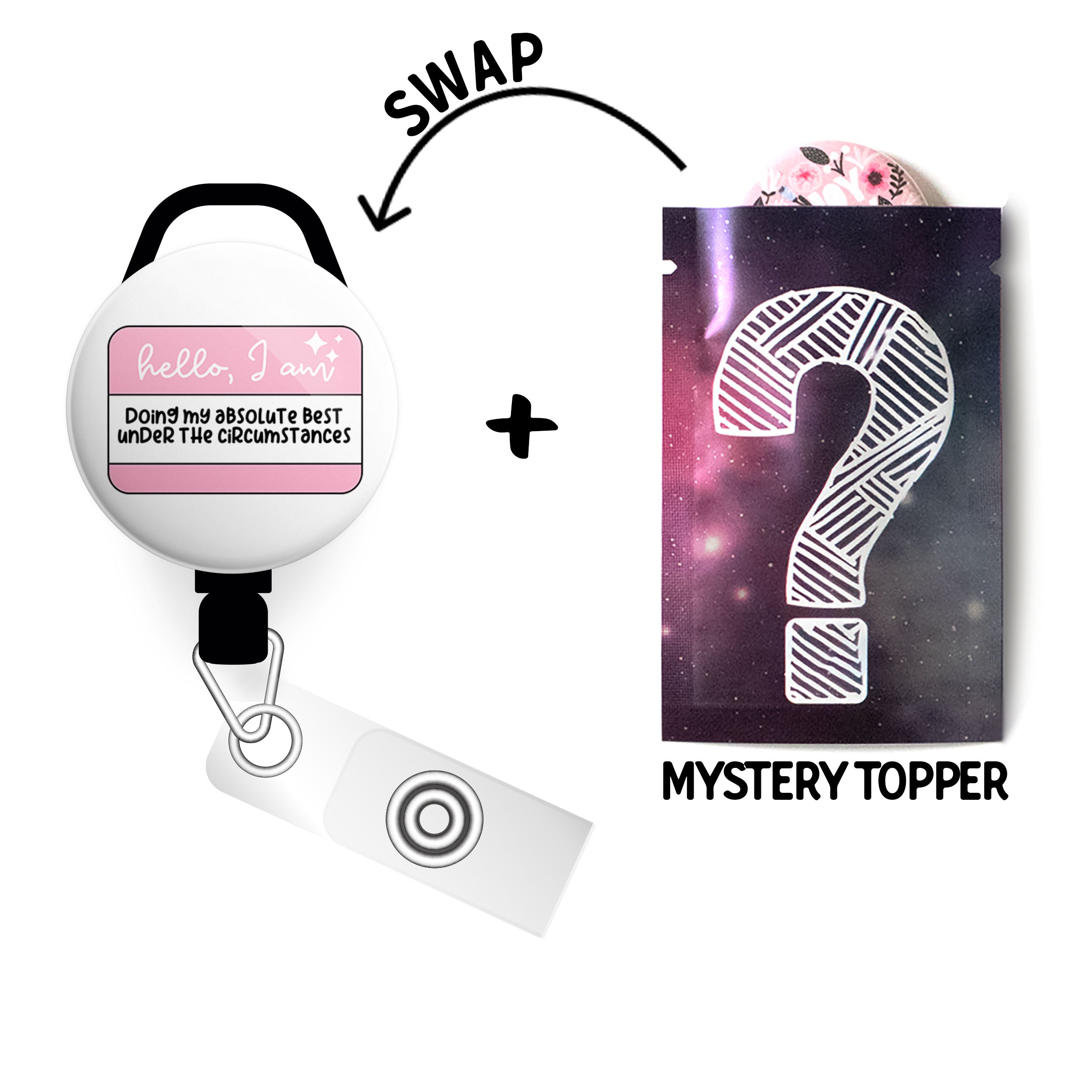 Doing My Best Hello Sticker Swapfinity Retractable ID Badge Reel -  - Topperswap