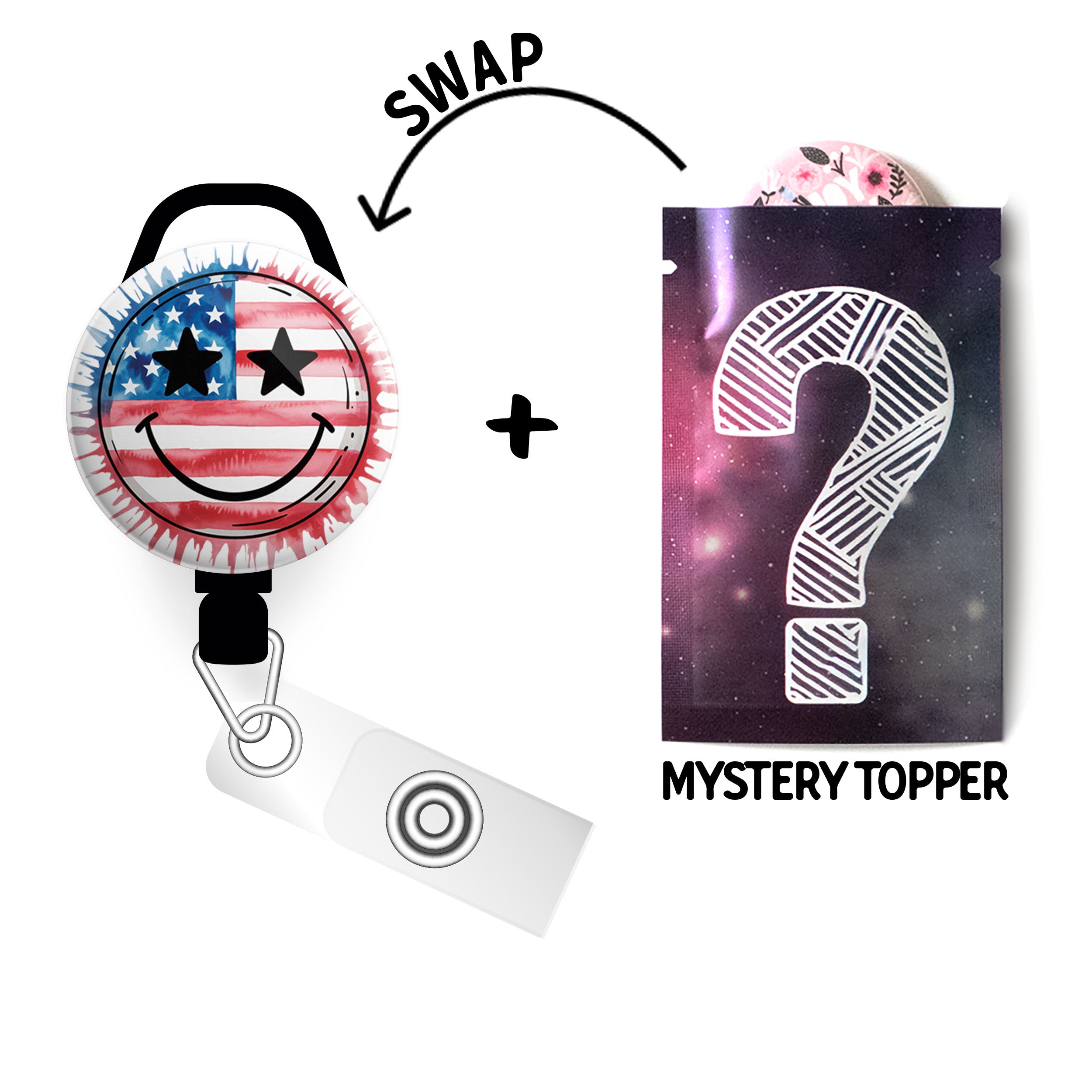 Star-Spangled Splash Swapfinity Retractable ID Badge Reel - - Topperswap