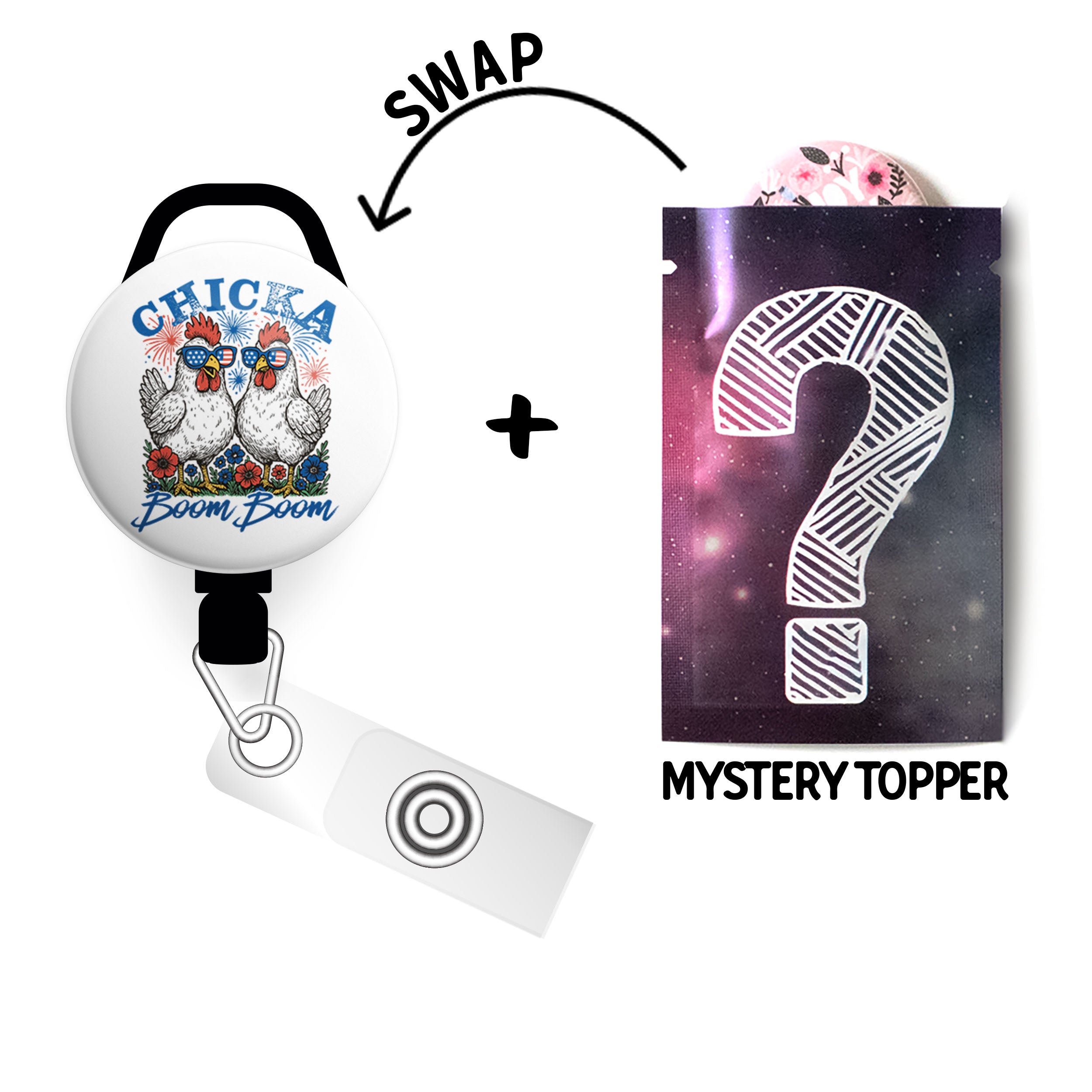 Chicka Boom Boom Swapfinity Retractable ID Badge Reel - - Topperswap