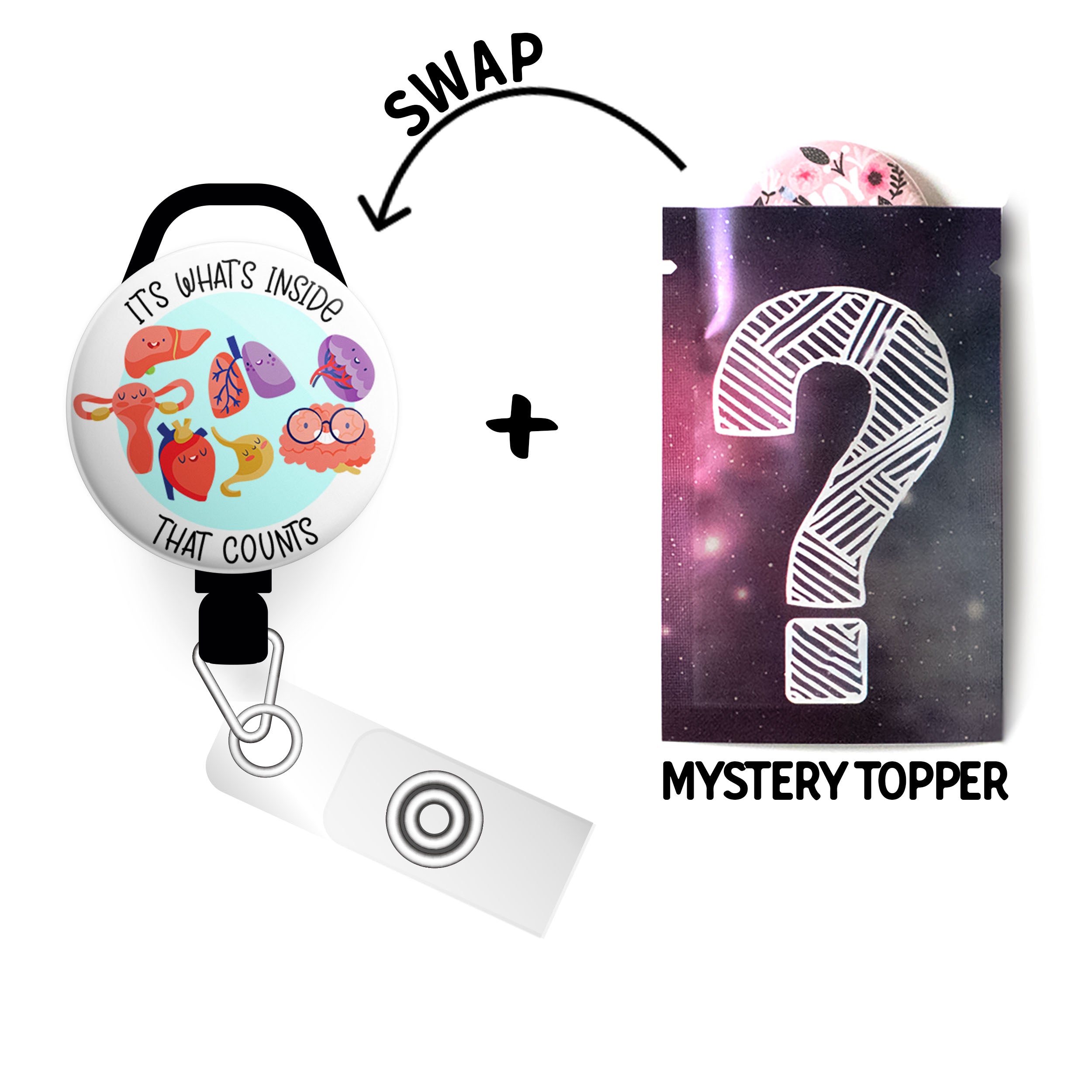 What's Inside That Counts Organs Swapfinity Retractable ID Badge Reel -  - Topperswap