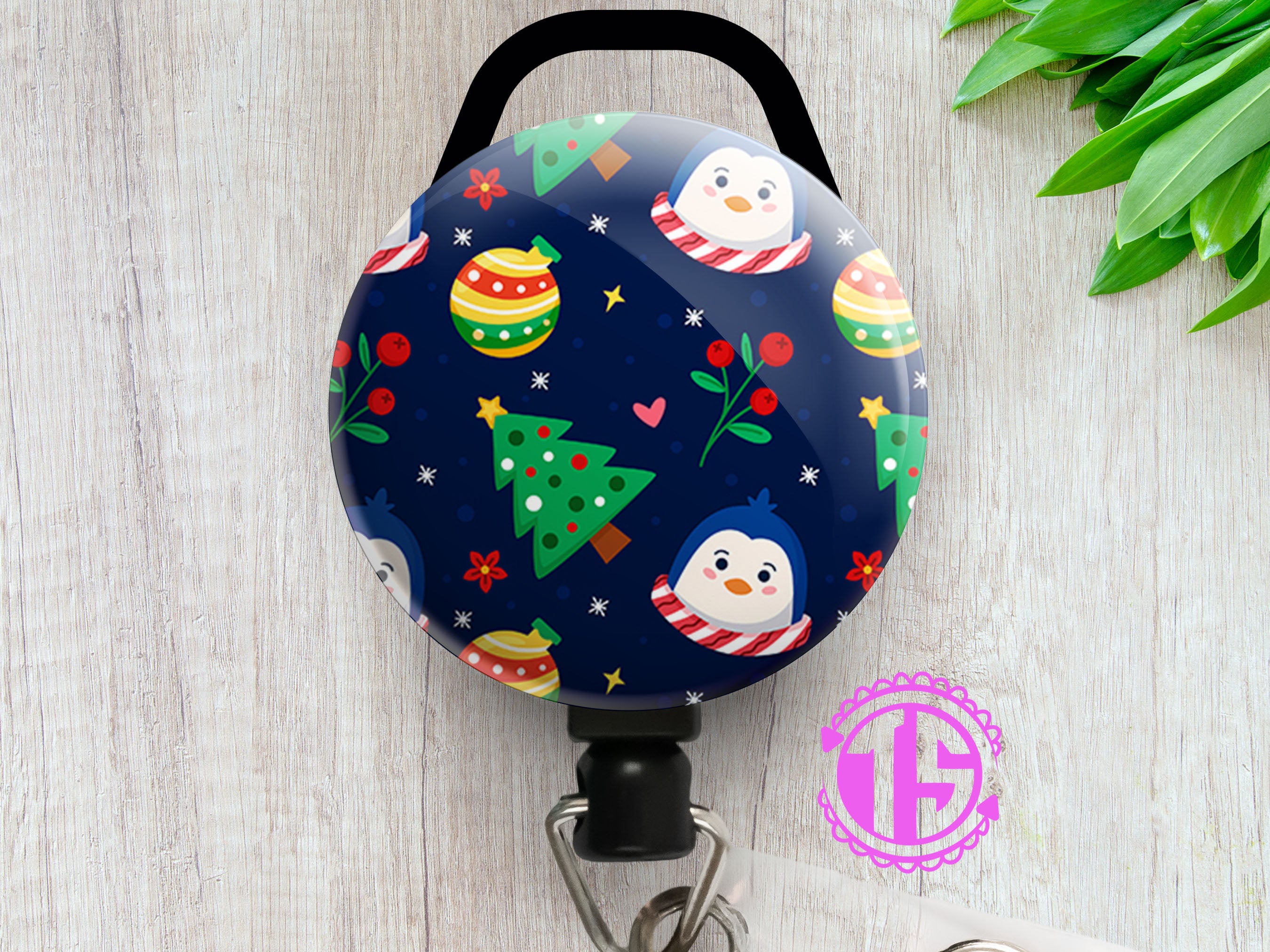 Penguin & Ornaments Pattern Swapfinity Retractable ID Badge Reel -  - Topperswap