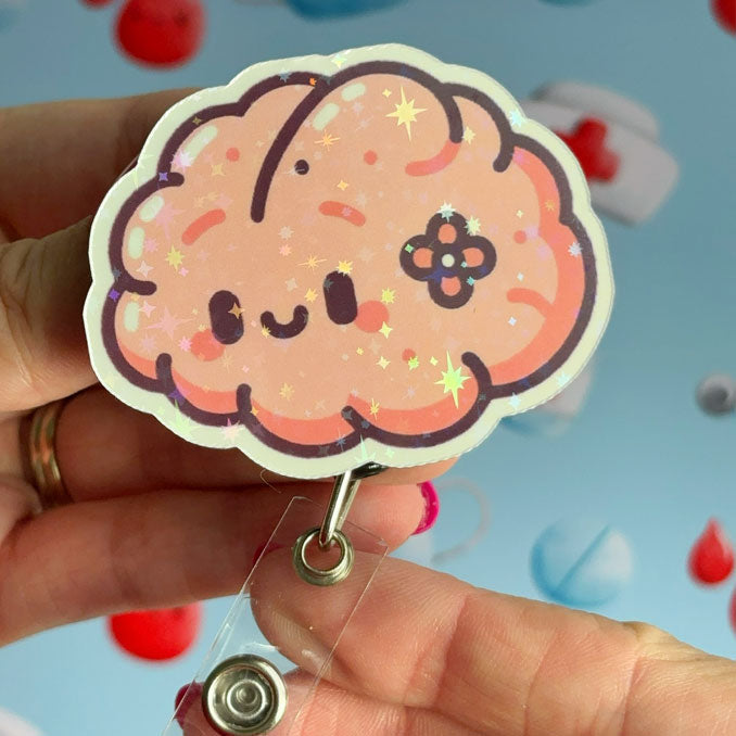 Cute Brain Pop Topper Swapfinity Retractable ID Badge Reel -  - Topperswap