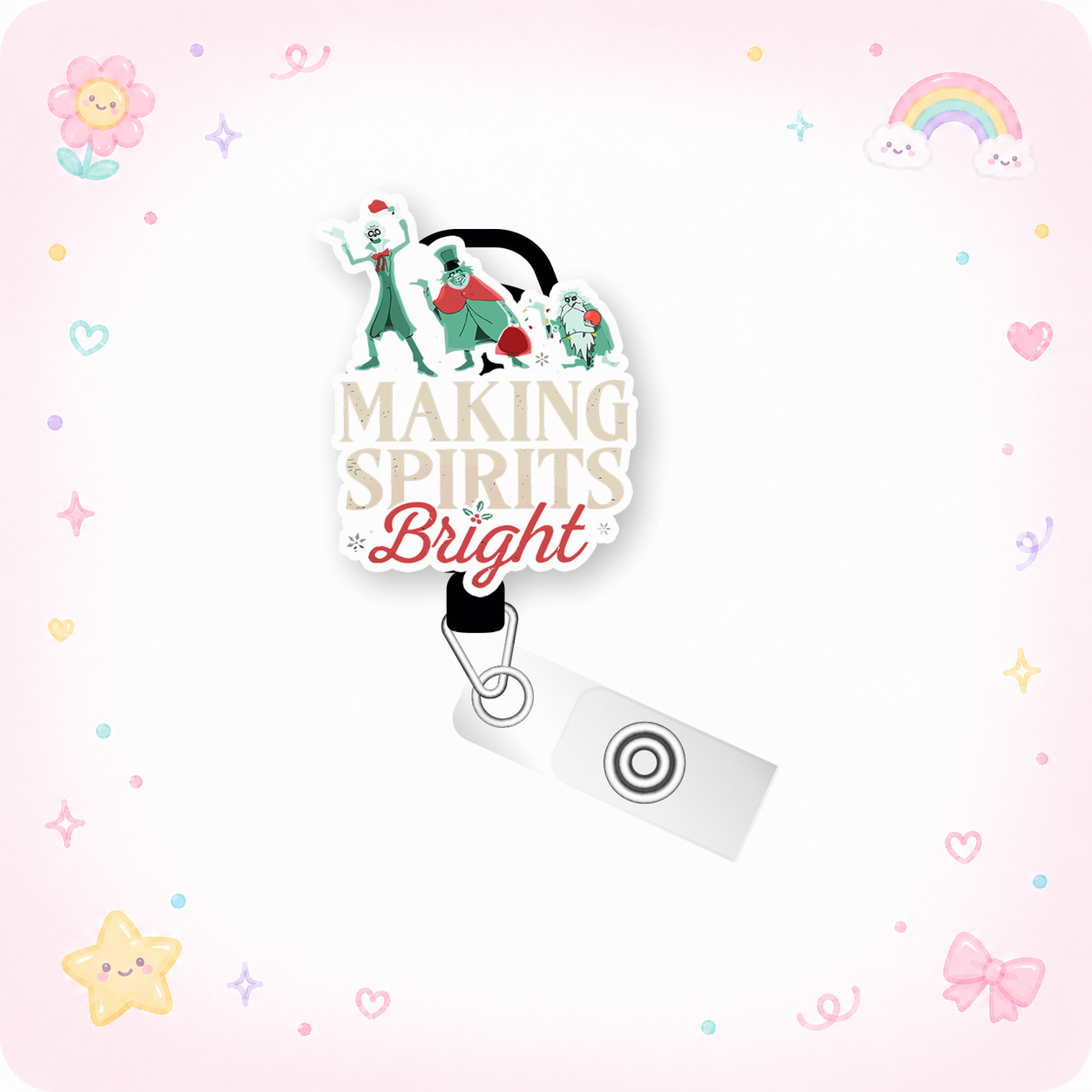 Making Spirits Bright (Light) Pop Topper Swapfinity Retractable ID Badge Reel - - Topperswap