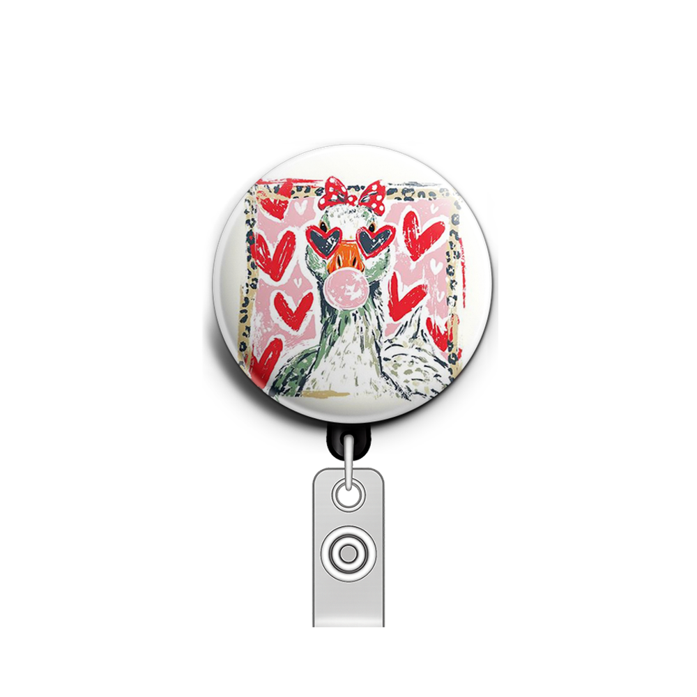 Love-Struck Feathered Swapfinity Retractable ID Badge Reel - - Topperswap