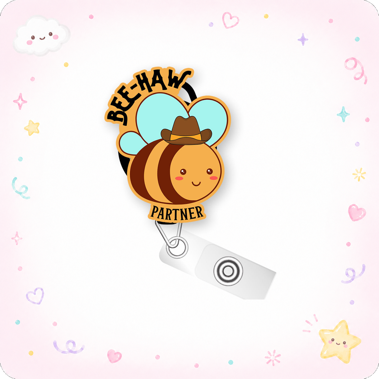 Bee-Haw Partner Pop Topper Swapfinity Retractable ID Badge Reel - - Topperswap