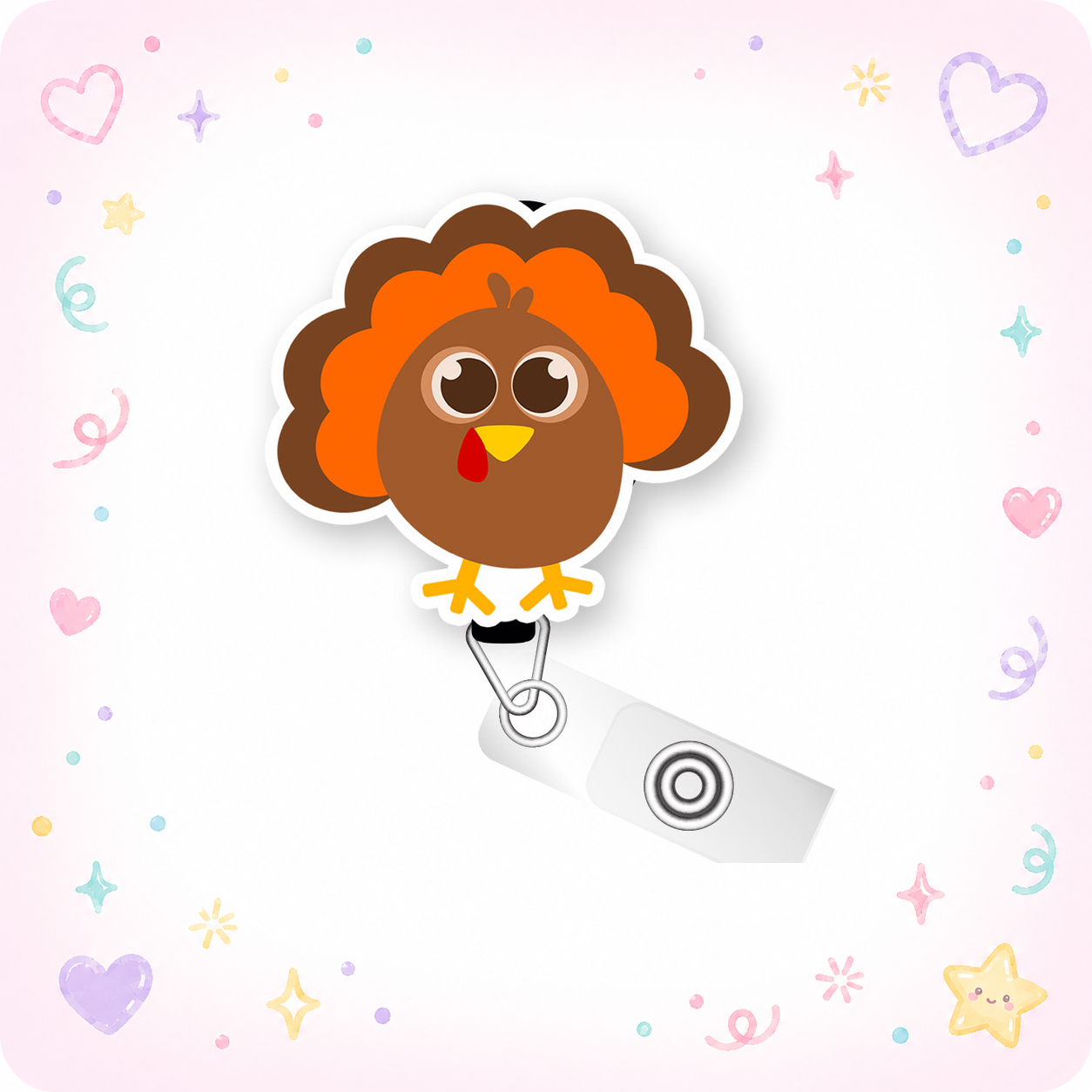 Turkey Time Cutie Pop Topper Swapfinity Retractable ID Badge Reel - - Topperswap