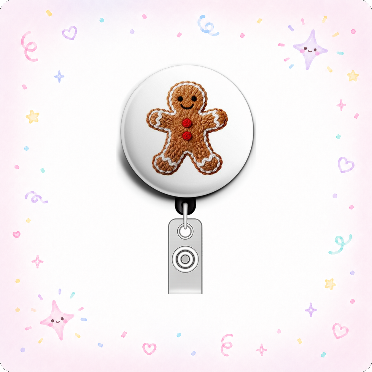 Gingerbread Swapfinity Retractable ID Badge Reel - - Topperswap