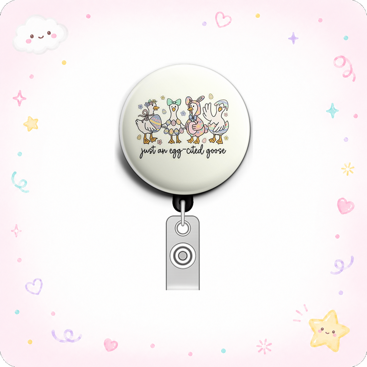 Egg-cited Goose Swapfinity Retractable ID Badge Reel - - Topperswap