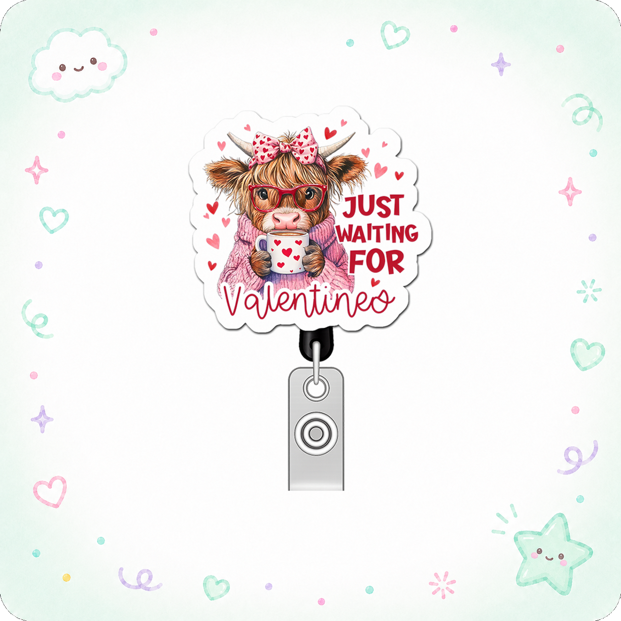 Valentine's Visionary Vibes Pop Topper Swapfinity Retractable ID Badge Reel - - Topperswap