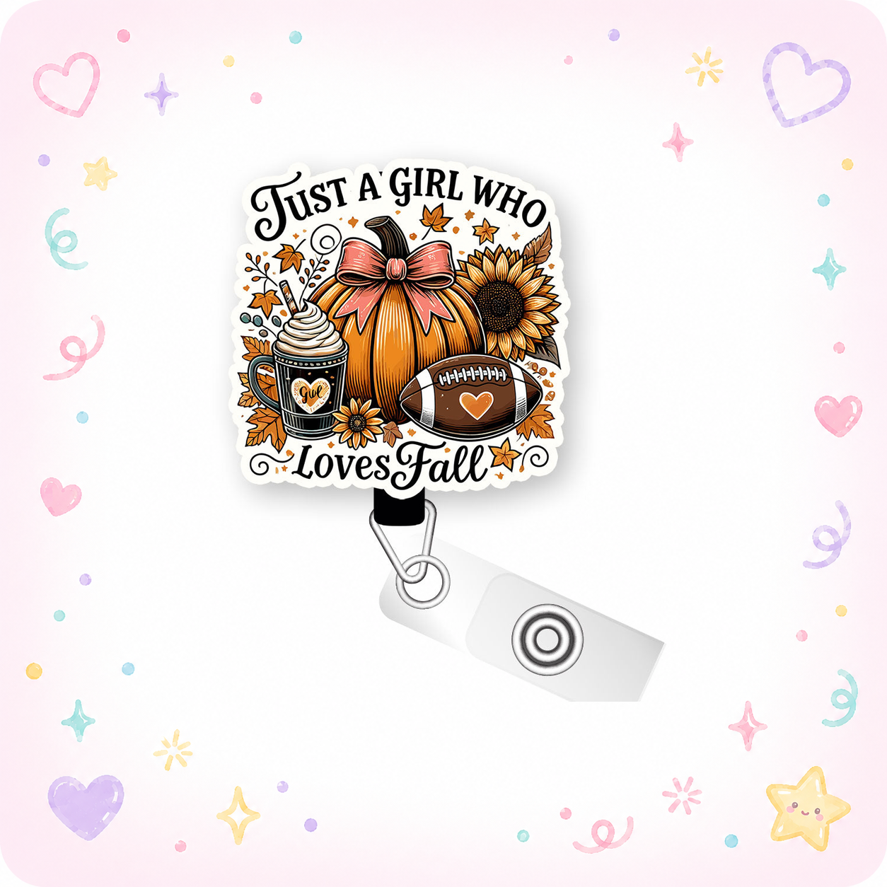 Just a Girl Who Loves Fall Pop Topper Swapfinity Retractable ID Badge Reel - - Topperswap