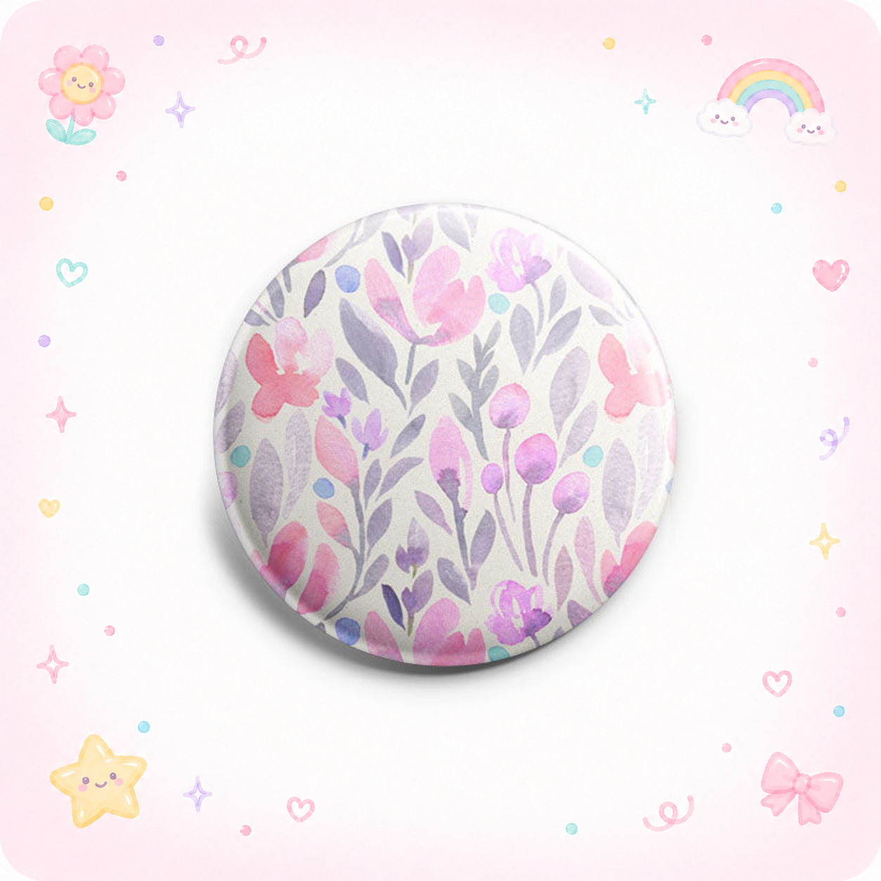 Lavender Pink Watercolor Florals Topper - - Topperswap