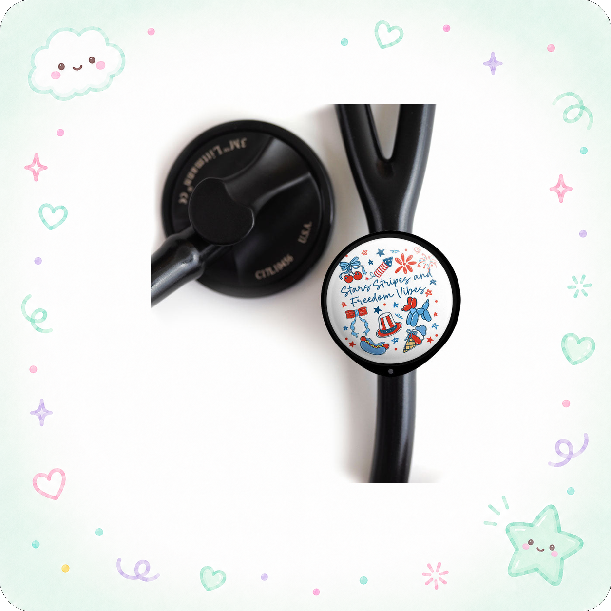 Stars, Stripes & Freedom Vibes Stethoscope Tag - - Topperswap