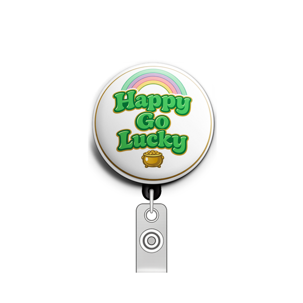 Happy Go Lucky Retro 🍀✨ Swapfinity Retractable ID Badge Reel - - Topperswap