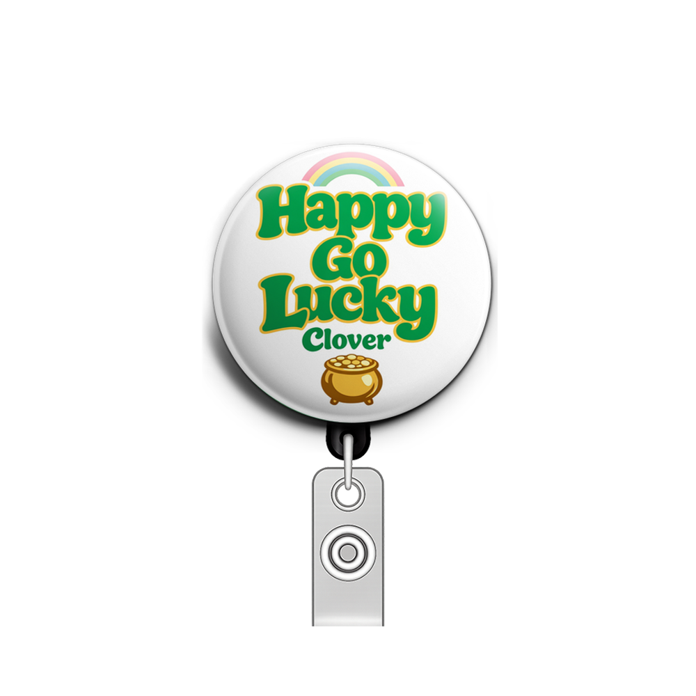 Happy Go Lucky Clover Swapfinity Retractable ID Badge Reel - - Topperswap