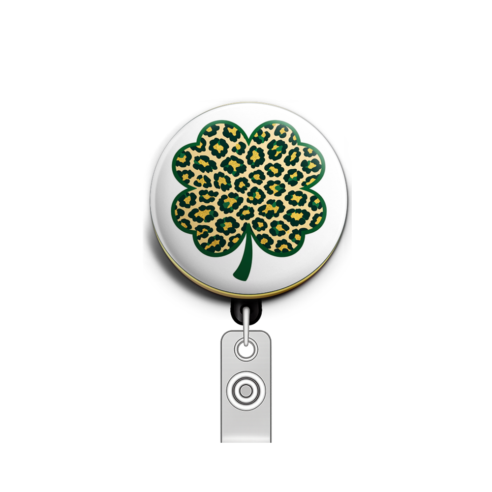 Leopard Clover Fashion Print 🍀🐆 Swapfinity Retractable ID Badge Reel - - Topperswap