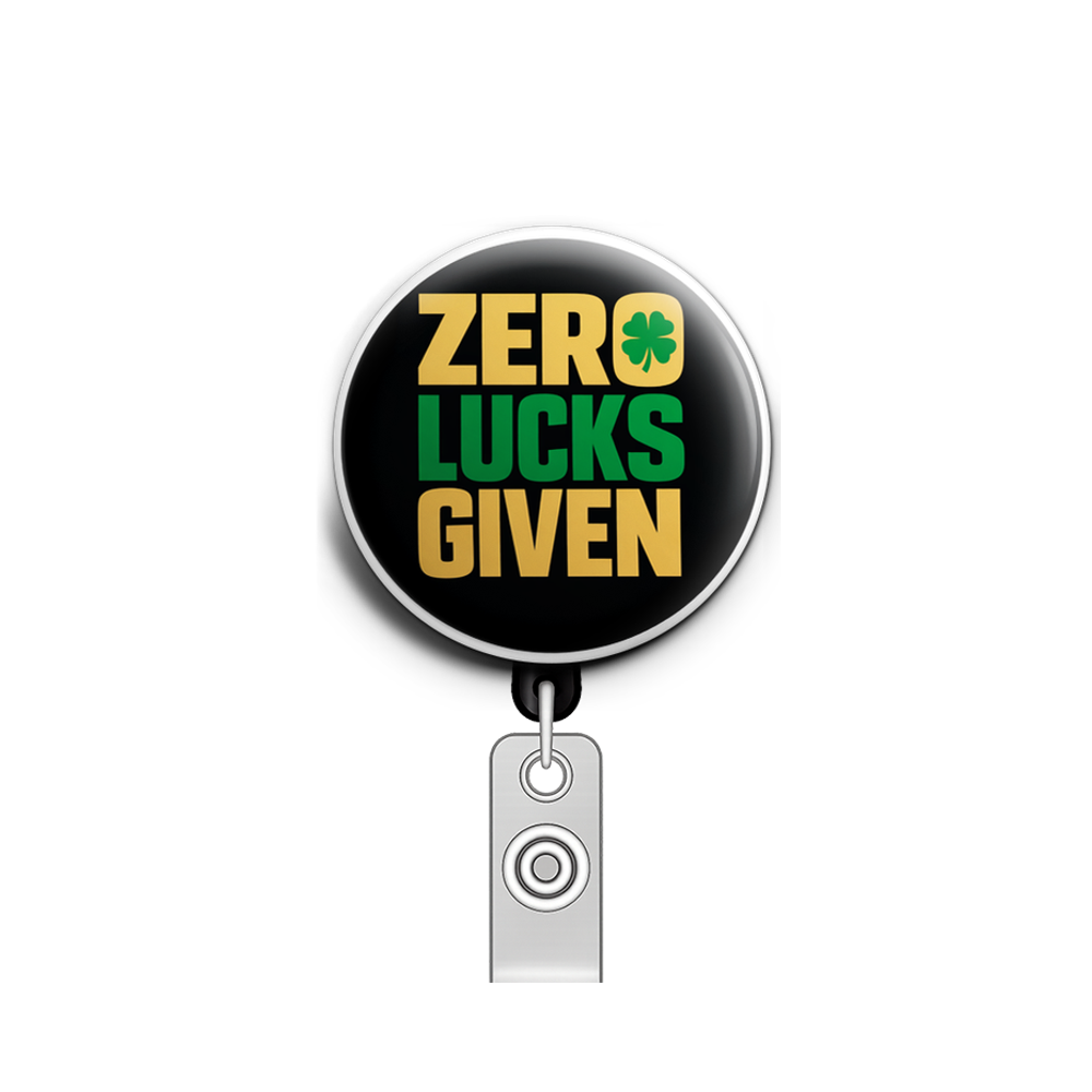 Zero Lucks Given Bold 🍀🖤 Swapfinity Retractable ID Badge Reel - - Topperswap