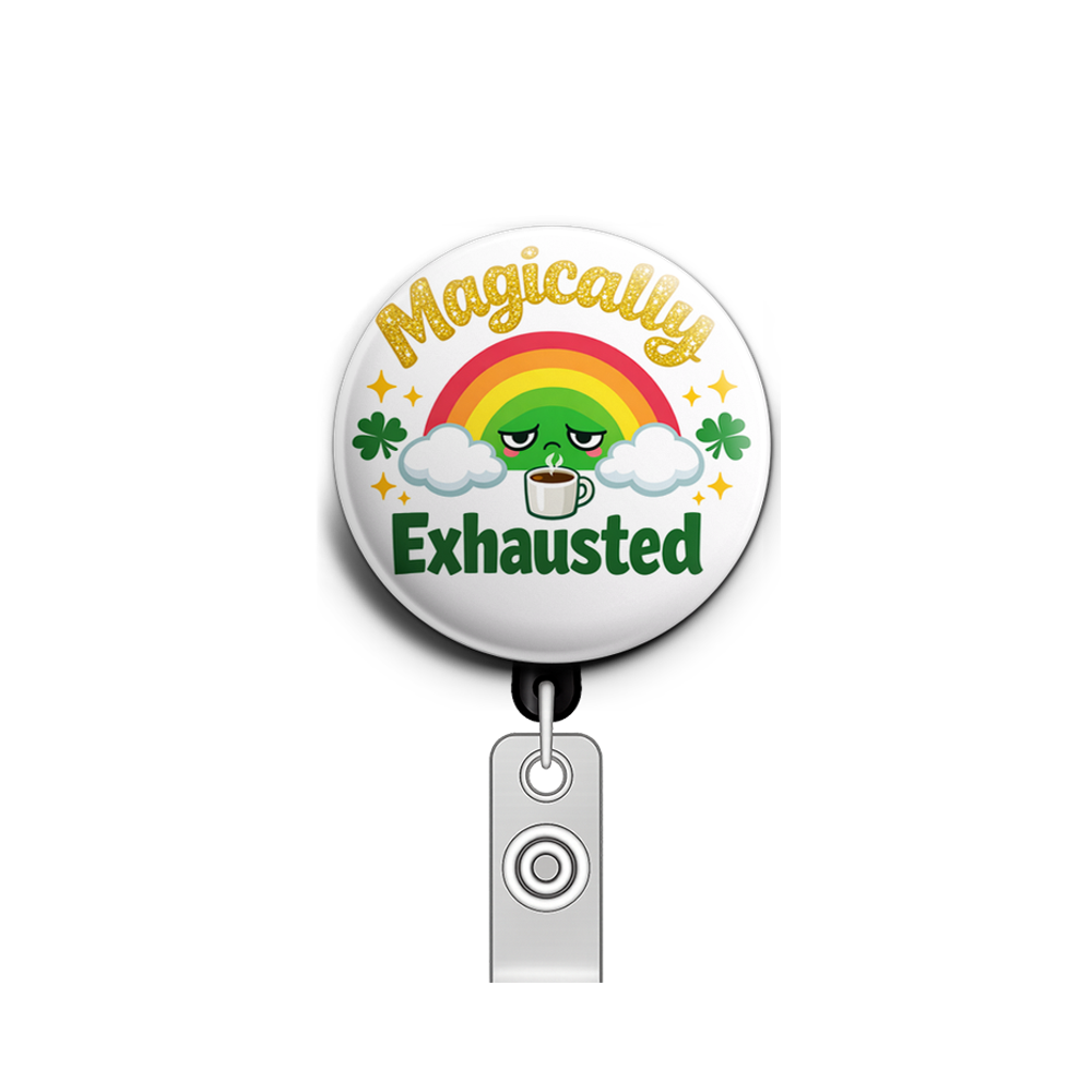Magically Exhausted Rainbow 🍀😴 Swapfinity Retractable ID Badge Reel - - Topperswap