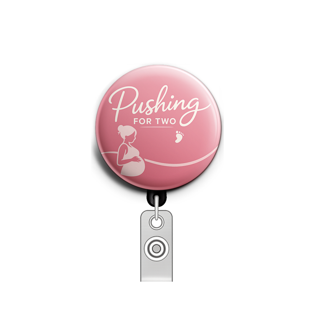Pushing For Two Swapfinity Retractable ID Badge Reel - - Topperswap